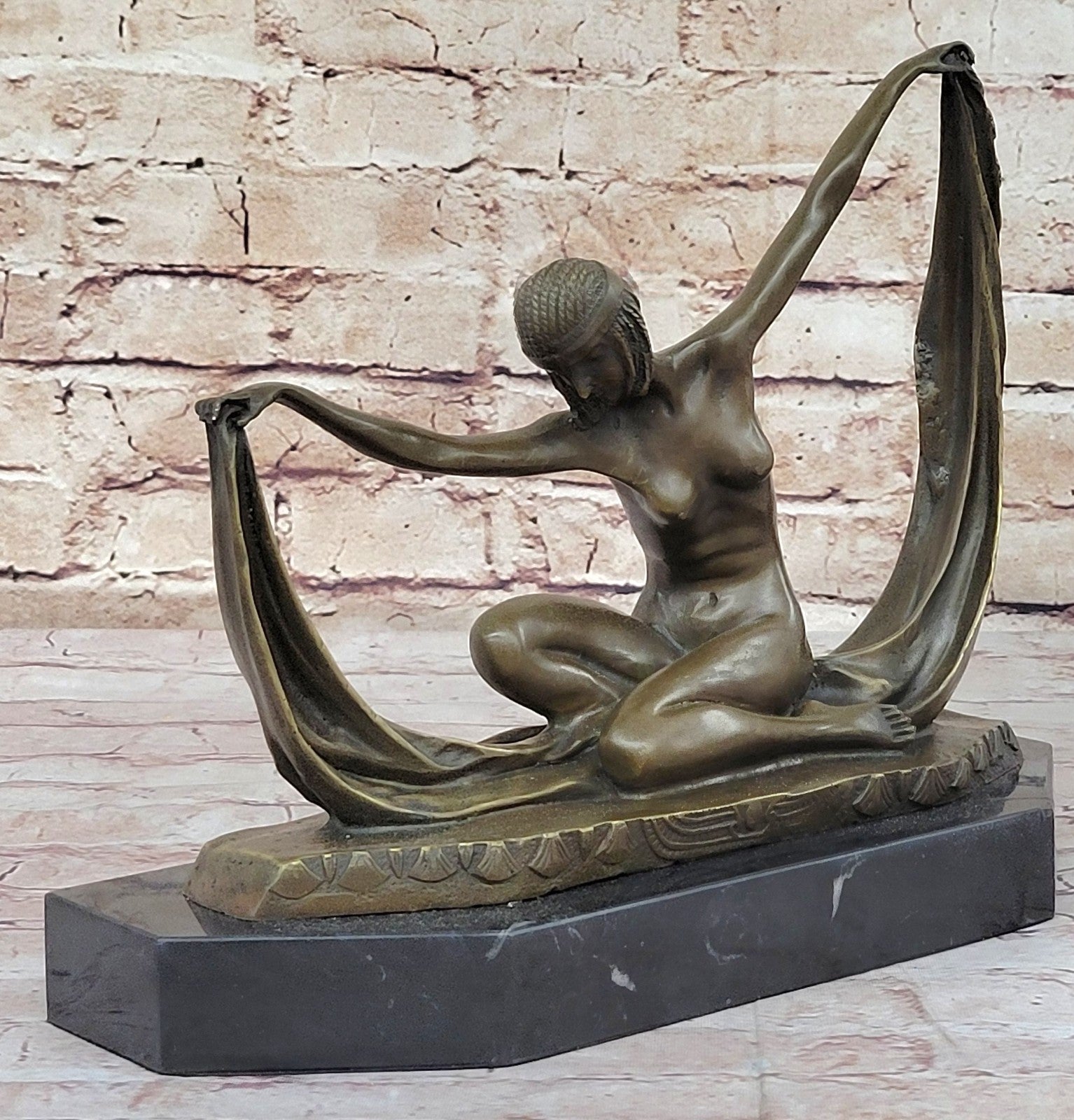 Handcrafted bronze Nude sculpture Modern Deco Art Abstract . C.Mirval Lost Wax