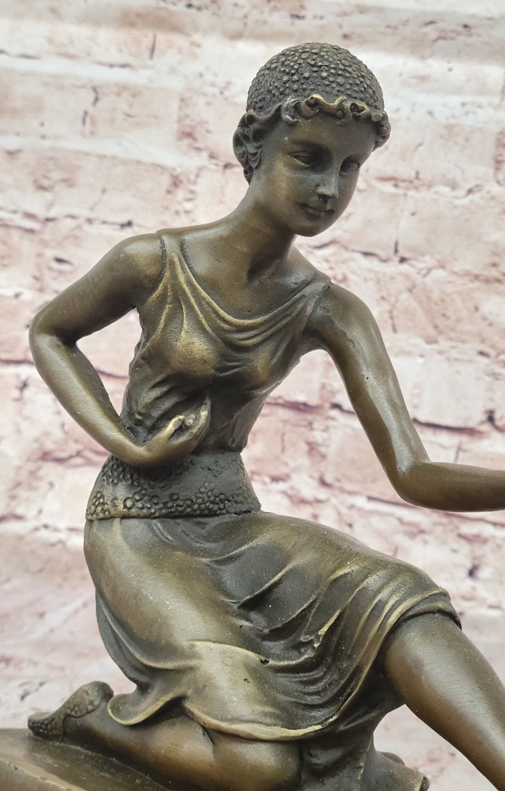 Handcrafted bronze sculpture SALE /Marble Parrot The And Lady Deco Art Chiparus