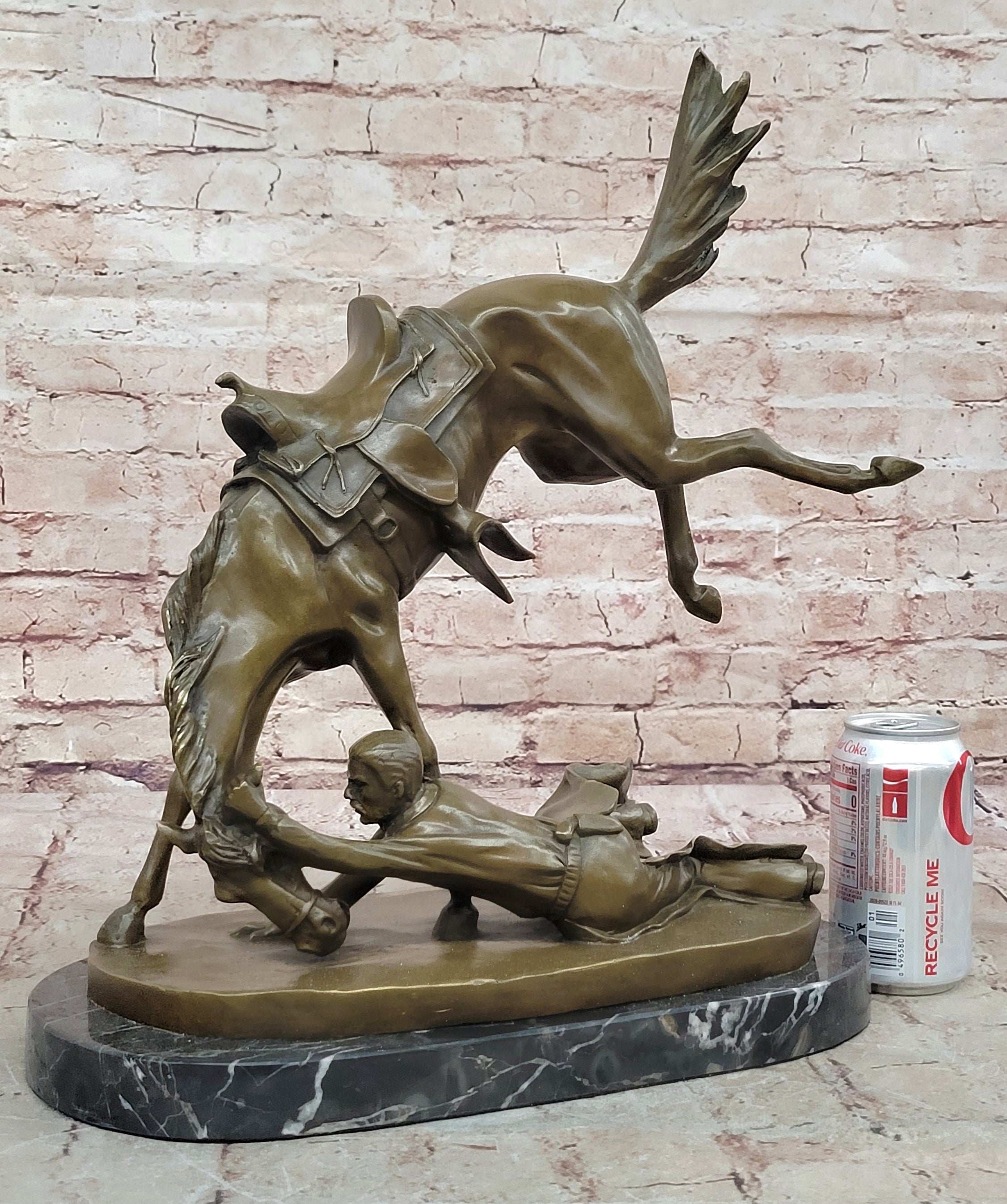 Horse Cowboy Lover Western Saddle Ranch Farm Art Bronze Marble Statue Sculpture