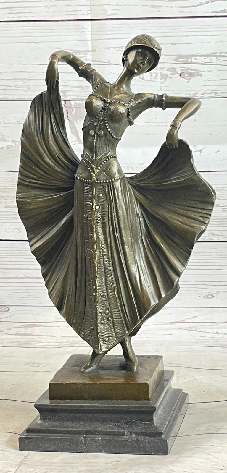 LOVELY1920`s DECOR NOUVEAU DANCER SIGNED CHIPARUS PURE HOTCAST BRONZE STATUE