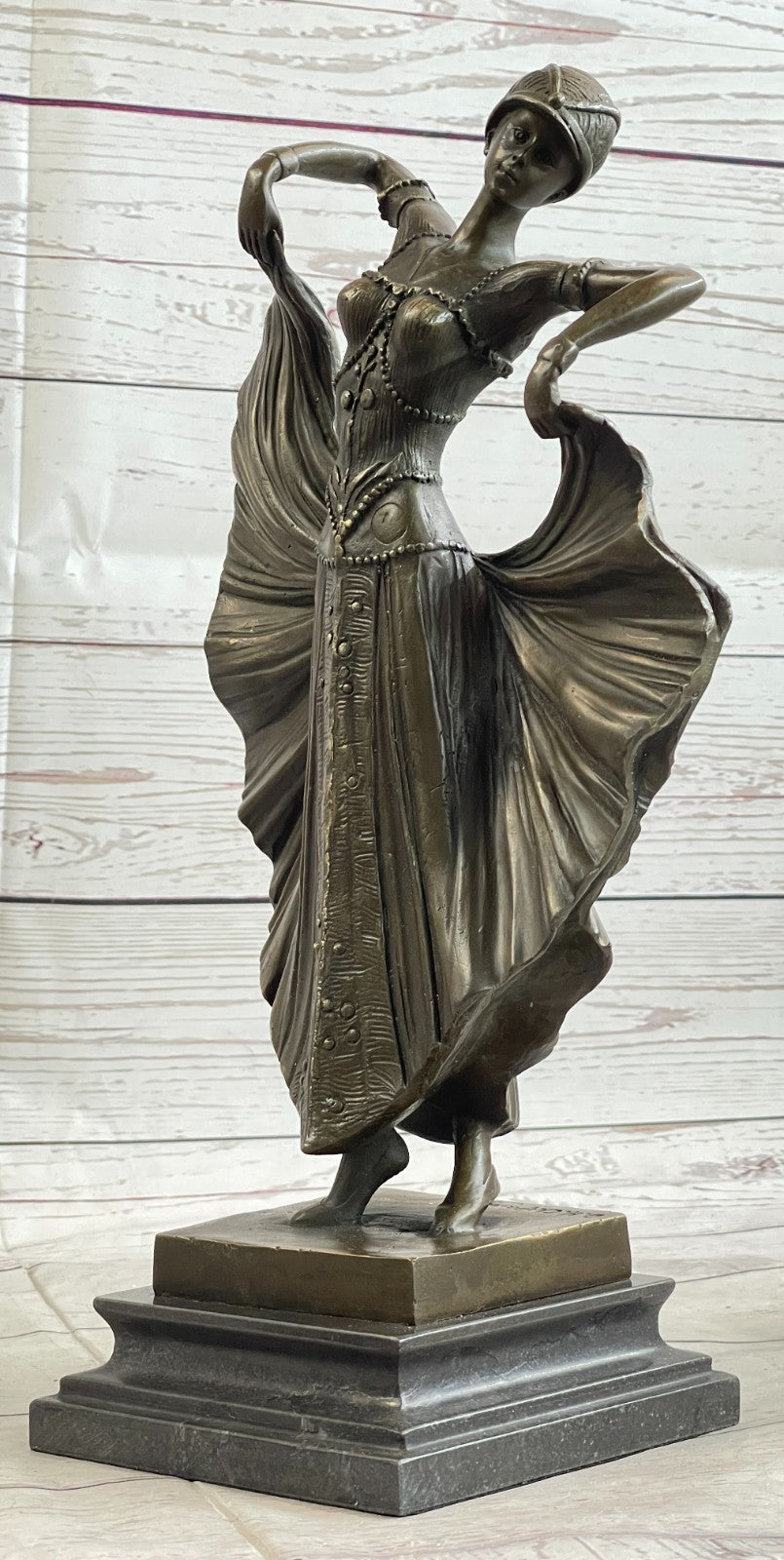 LOVELY1920`s DECOR NOUVEAU DANCER SIGNED CHIPARUS PURE HOTCAST BRONZE STATUE