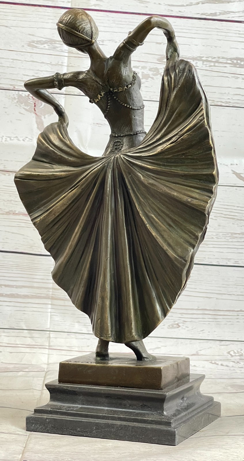 LOVELY1920`s DECOR NOUVEAU DANCER SIGNED CHIPARUS PURE HOTCAST BRONZE STATUE