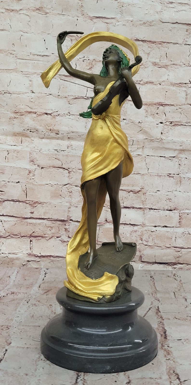 VINTAGE MID CENTRURY MODERN BRUTALIST VIOLIN PLAYER NUDE BRONZE STATUE SCULPTURE