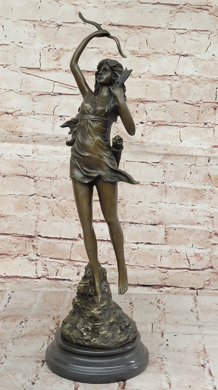 Vintage Bronze Art Deco Nude Goddess Diana The Huntress Fountain Garden Statue
