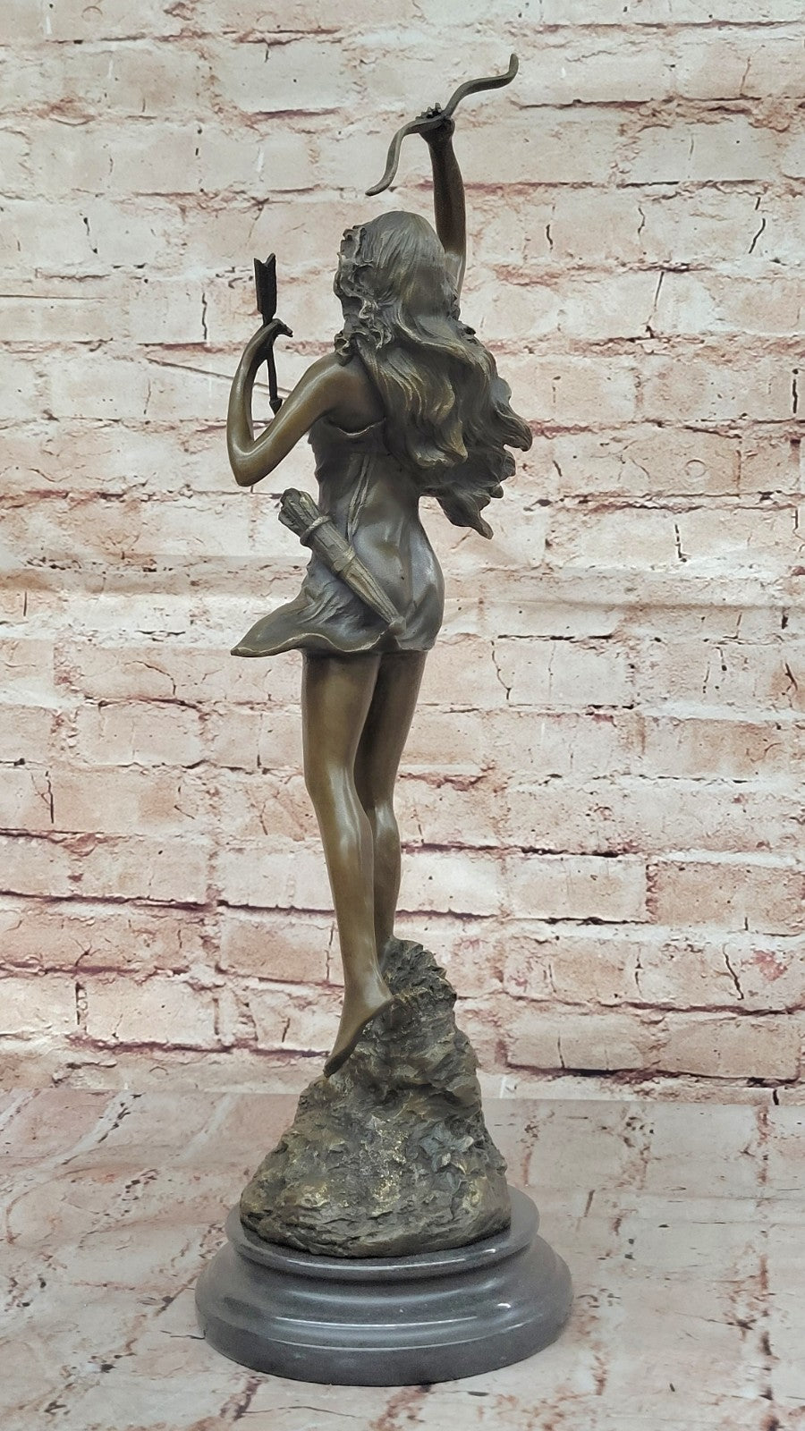 Vintage Bronze Art Deco Nude Goddess Diana The Huntress Fountain Garden Statue