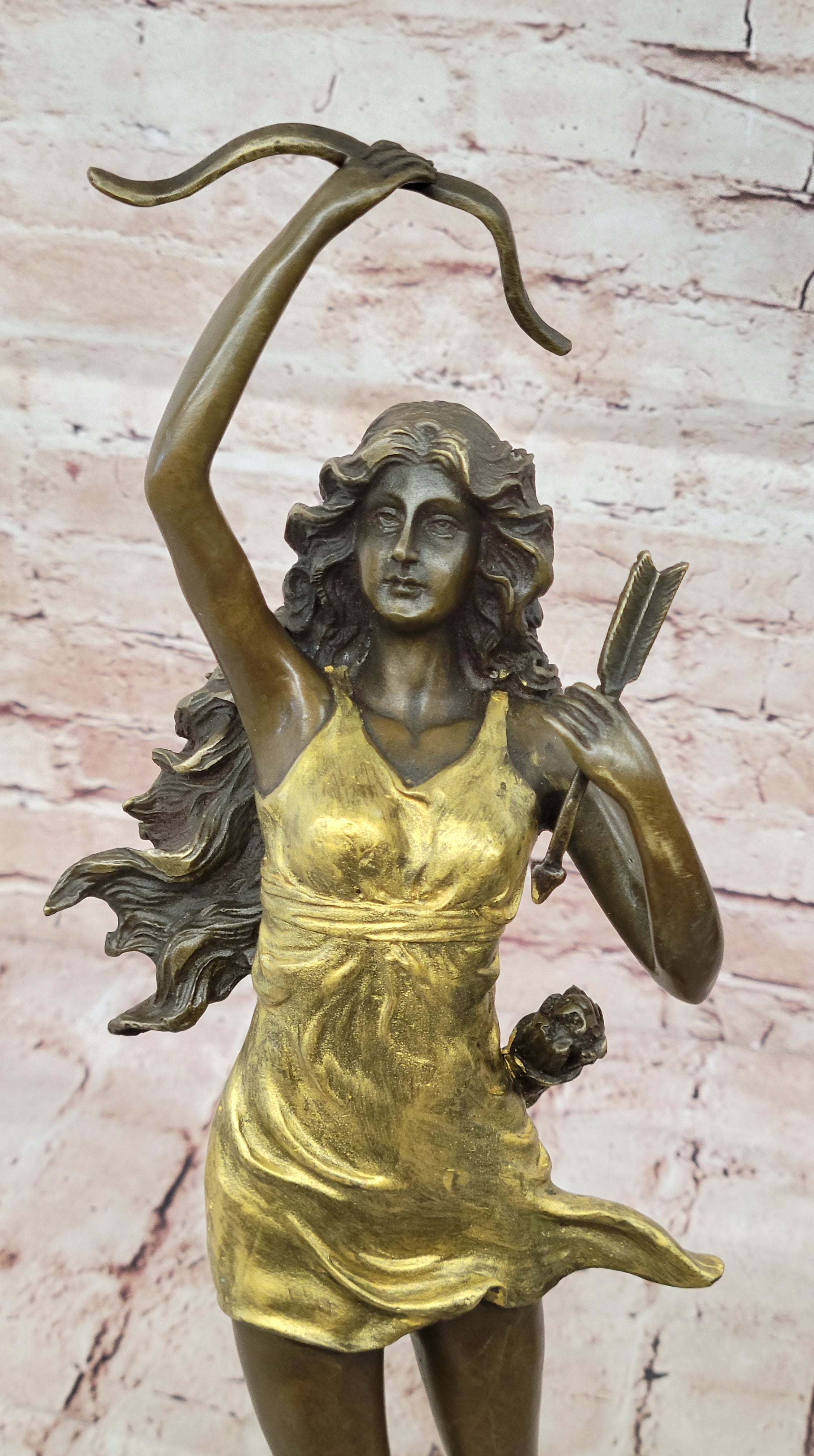 Signed Cast Bronze Diana The Huntress Art Deco Nude Sculpture Statue Mythical