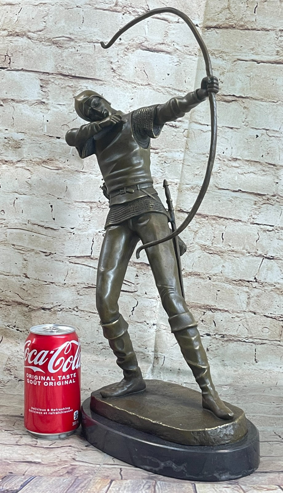 Bronze Metal Art Deco Classic Sculpture Male Archer Bow Arrow Statue Marble SALE