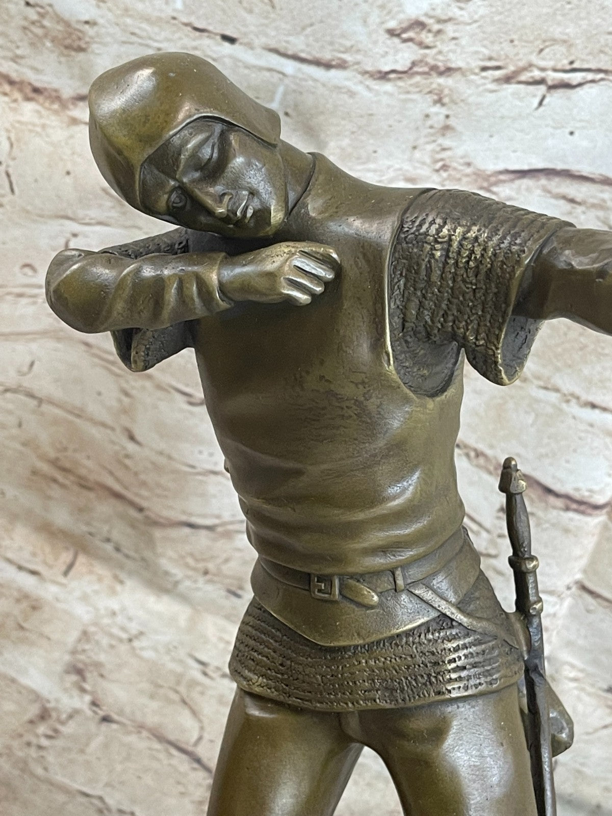 Bronze Metal Art Deco Classic Sculpture Male Archer Bow Arrow Statue Marble SALE