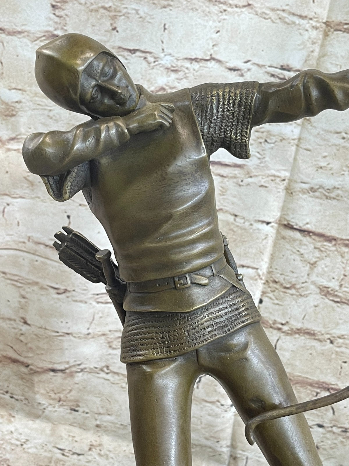 Bronze Metal Art Deco Classic Sculpture Male Archer Bow Arrow Statue Marble SALE