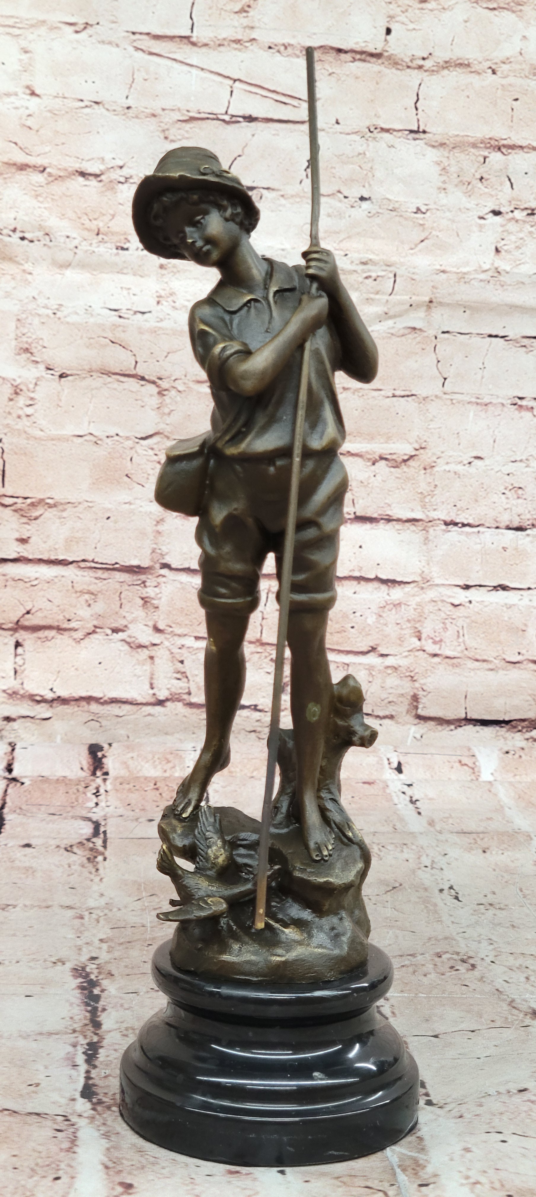 Bronze Fisherman Sculpture: Fly Fisherman by Miguel Lopez Known As Milo Figure
