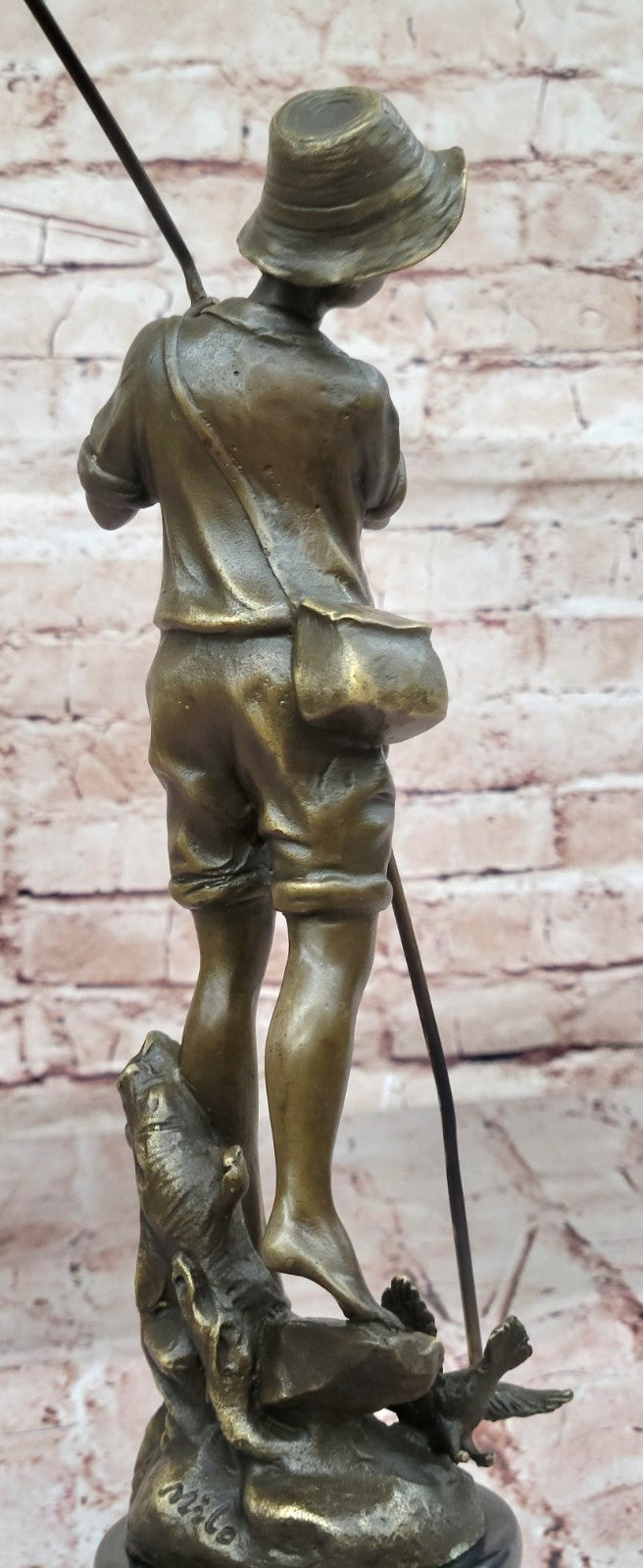 Bronze Fisherman Sculpture: Fly Fisherman by Miguel Lopez Known As Milo Figure