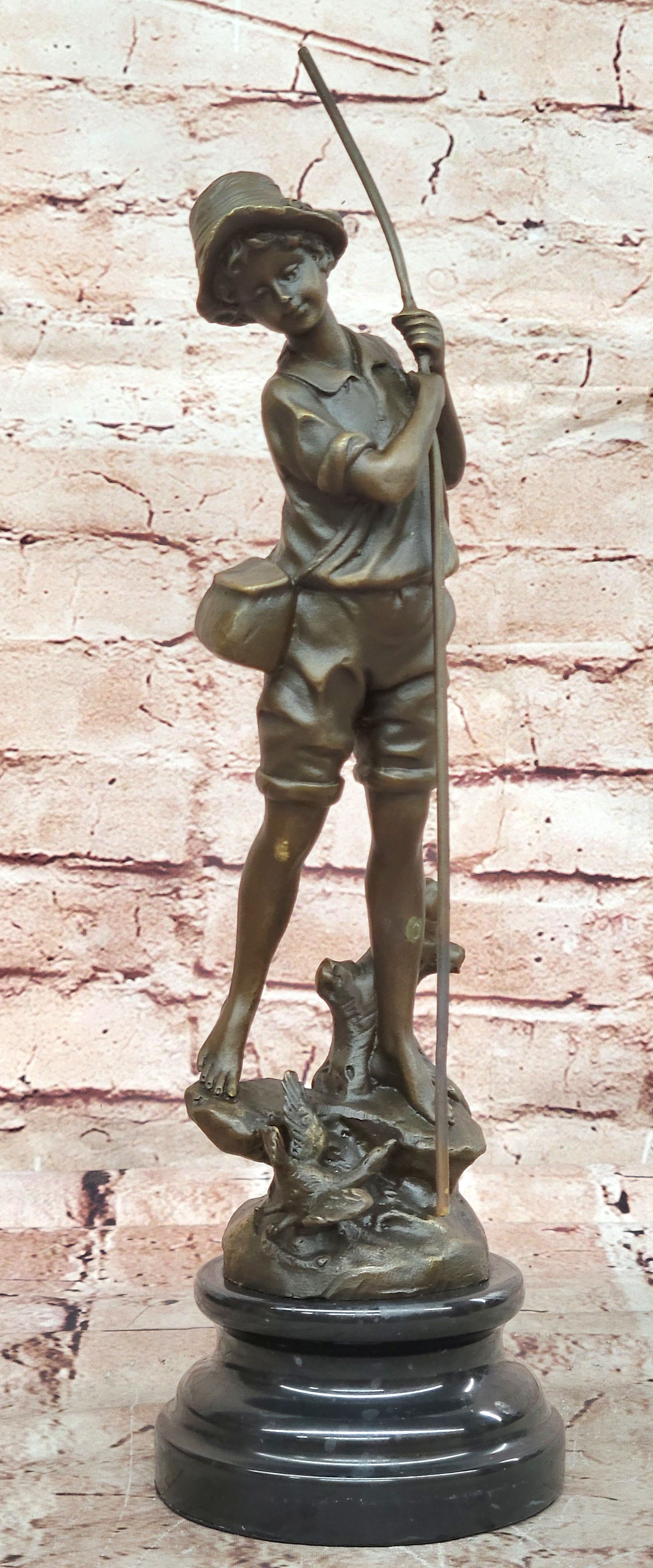 Bronze Fisherman Sculpture: Fly Fisherman by Miguel Lopez Known As Milo Figure