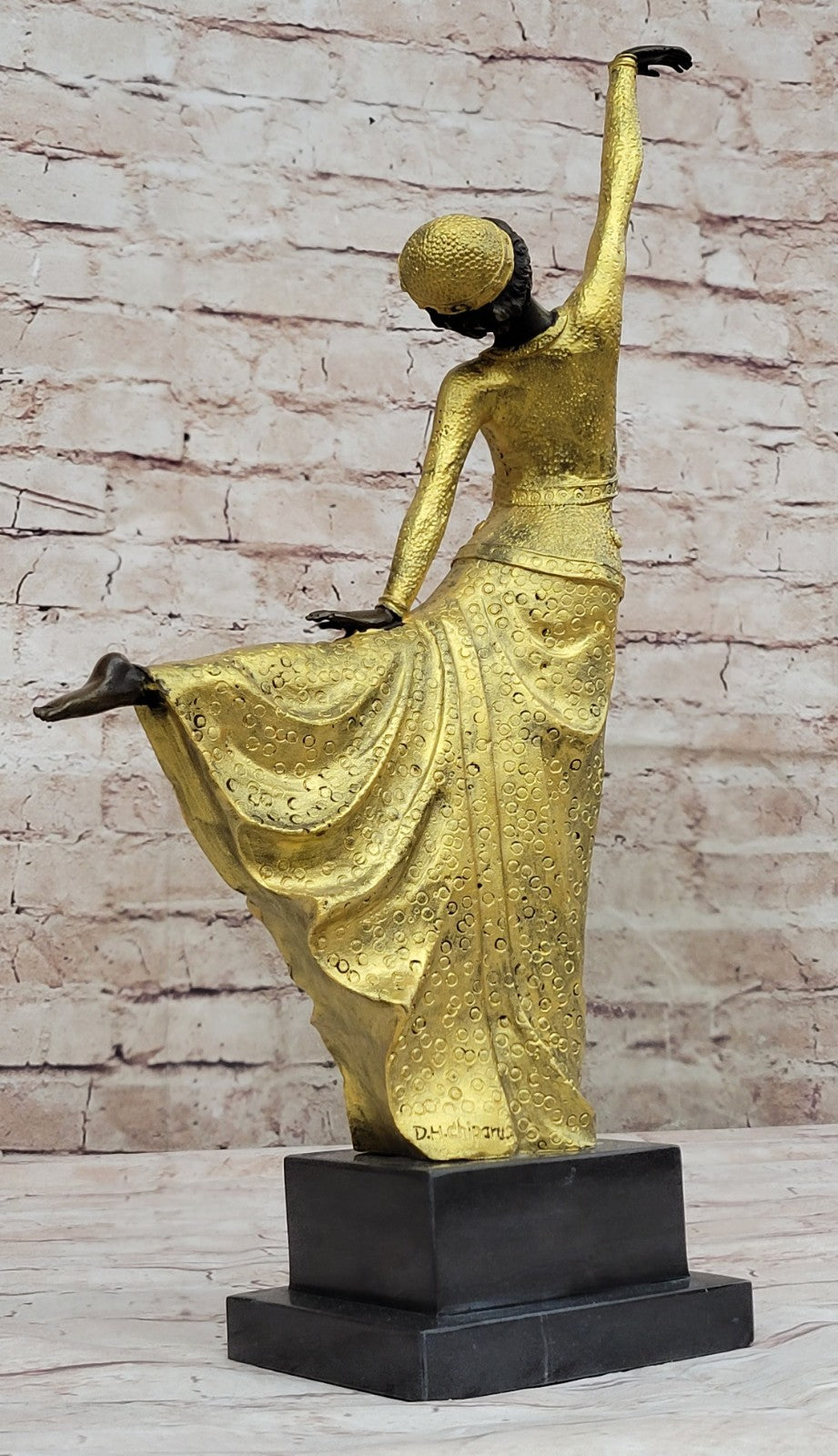 Exquisite Hot Cast Bronze Art Deco Nouveau Dancer Statue Signed Chiparus