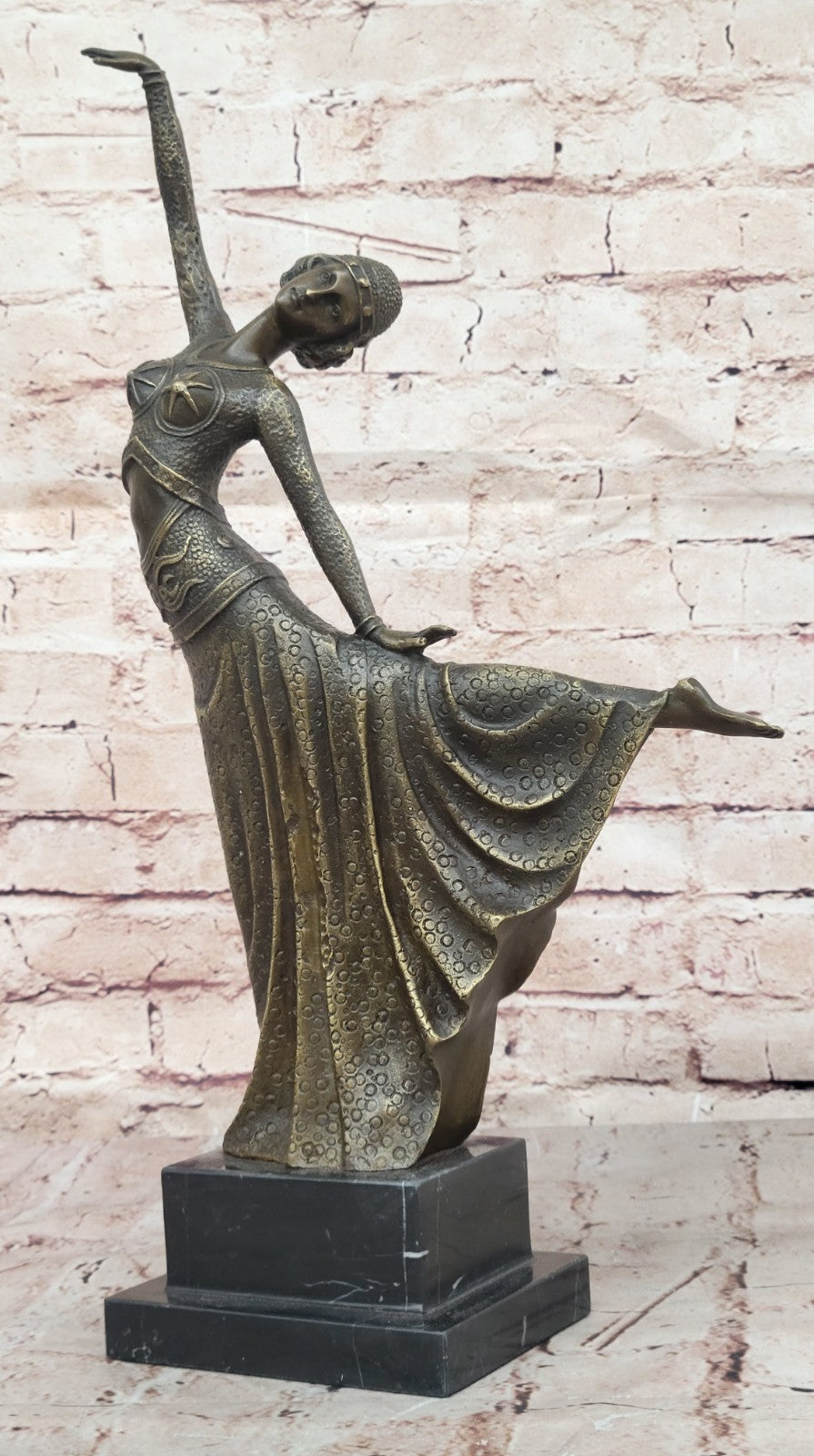 SIGNED REAL BRONZE SCULPTURE CUBISM NUDE GIRL ABSTRACT MODERN ART STATUE DECOR