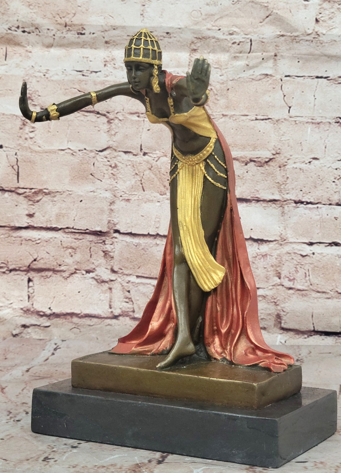 CJR. COLINET HINDU DANCER BRONZE HOT CAST SPECIAL PATINA FIGURINE FIGURE
