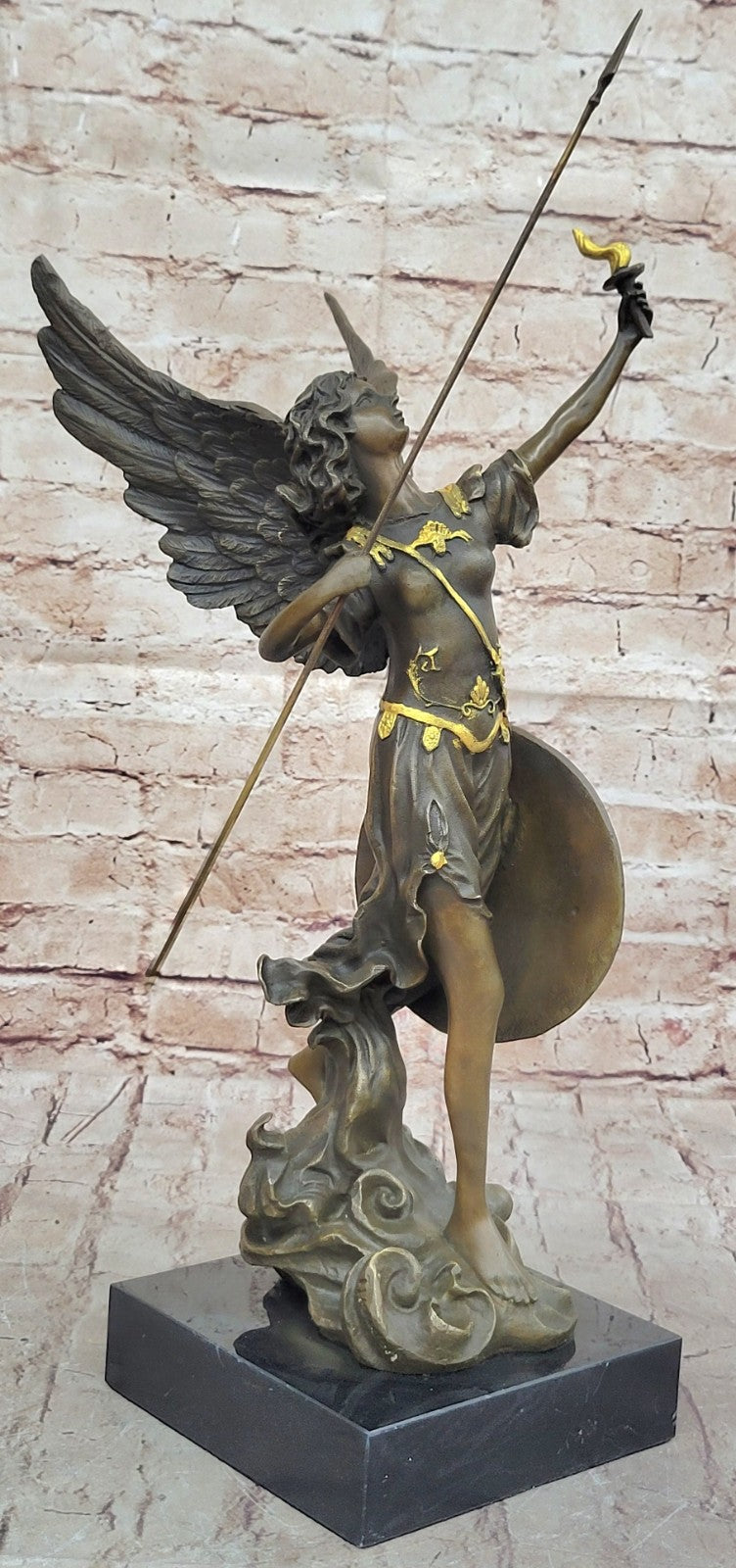 Collectible Bronze Sculpture Winged Victory Athena Nike Paris Louvre Art Deco Figurine