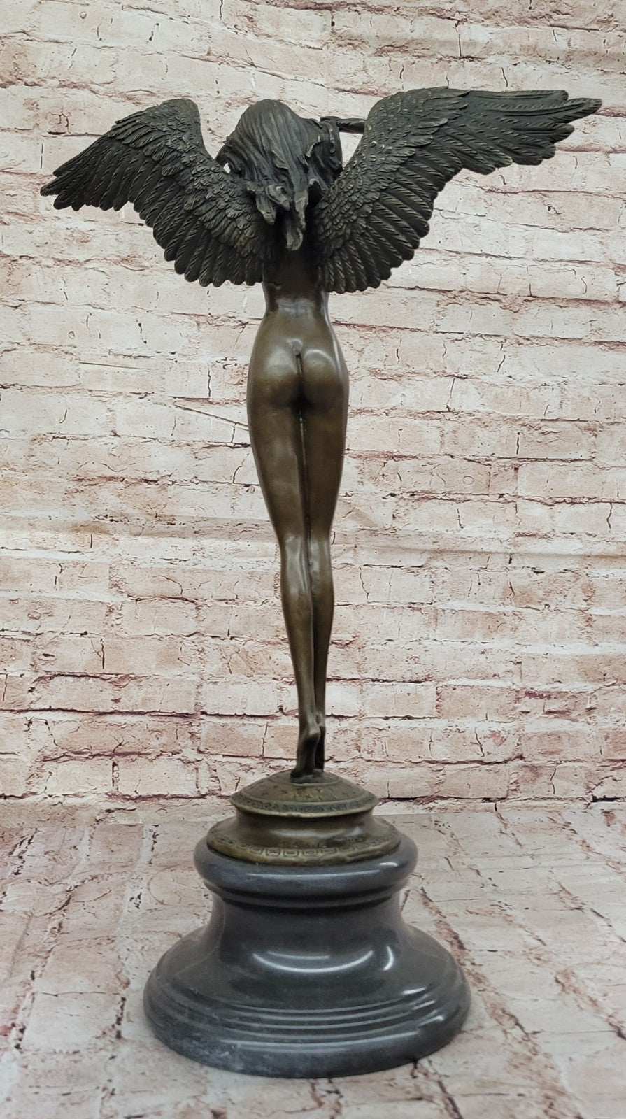 Handcrafted bronze sculpture SALE Marble Weinman By Signed Angel Lady Nude Decor