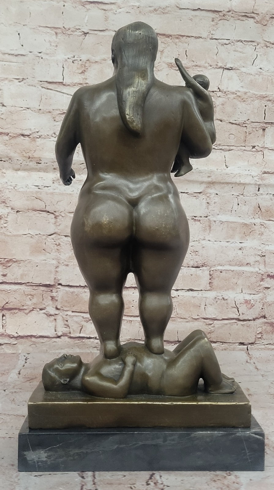 Man Nude Woman Carrying Baby by Spanish Artist Fernando Botero Genuine Bronze Statue