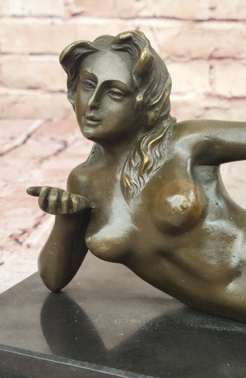 Buy Adult Art Deco Bronze Erotic Nude Sculpture – Lesbian Reclining Girl Statue for Sale