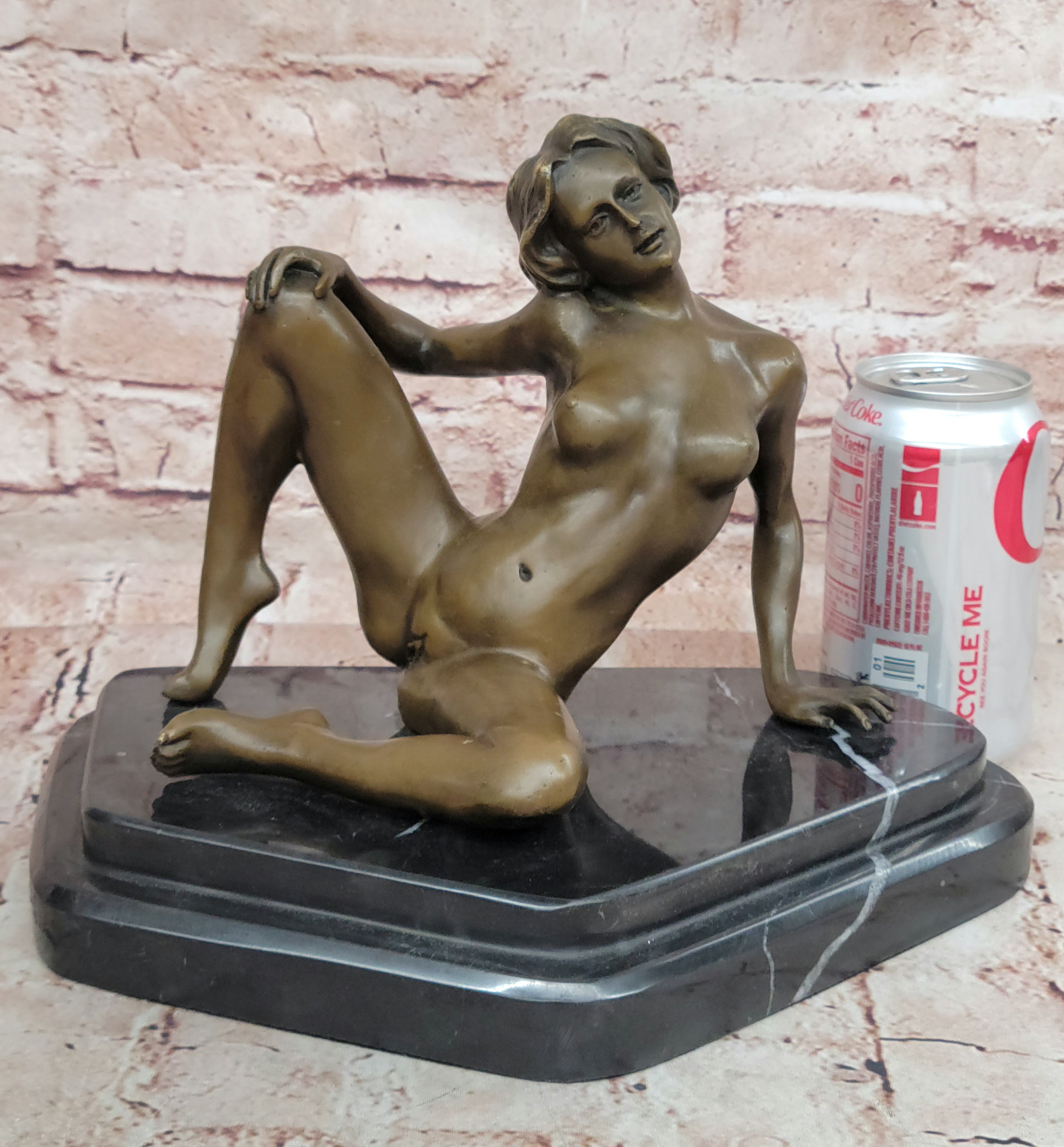 VINTAGE MID CENTURY MODRERN BRONZE SCULPTURE by NINO OLIVIONA - NUDE WOMAN DECO
