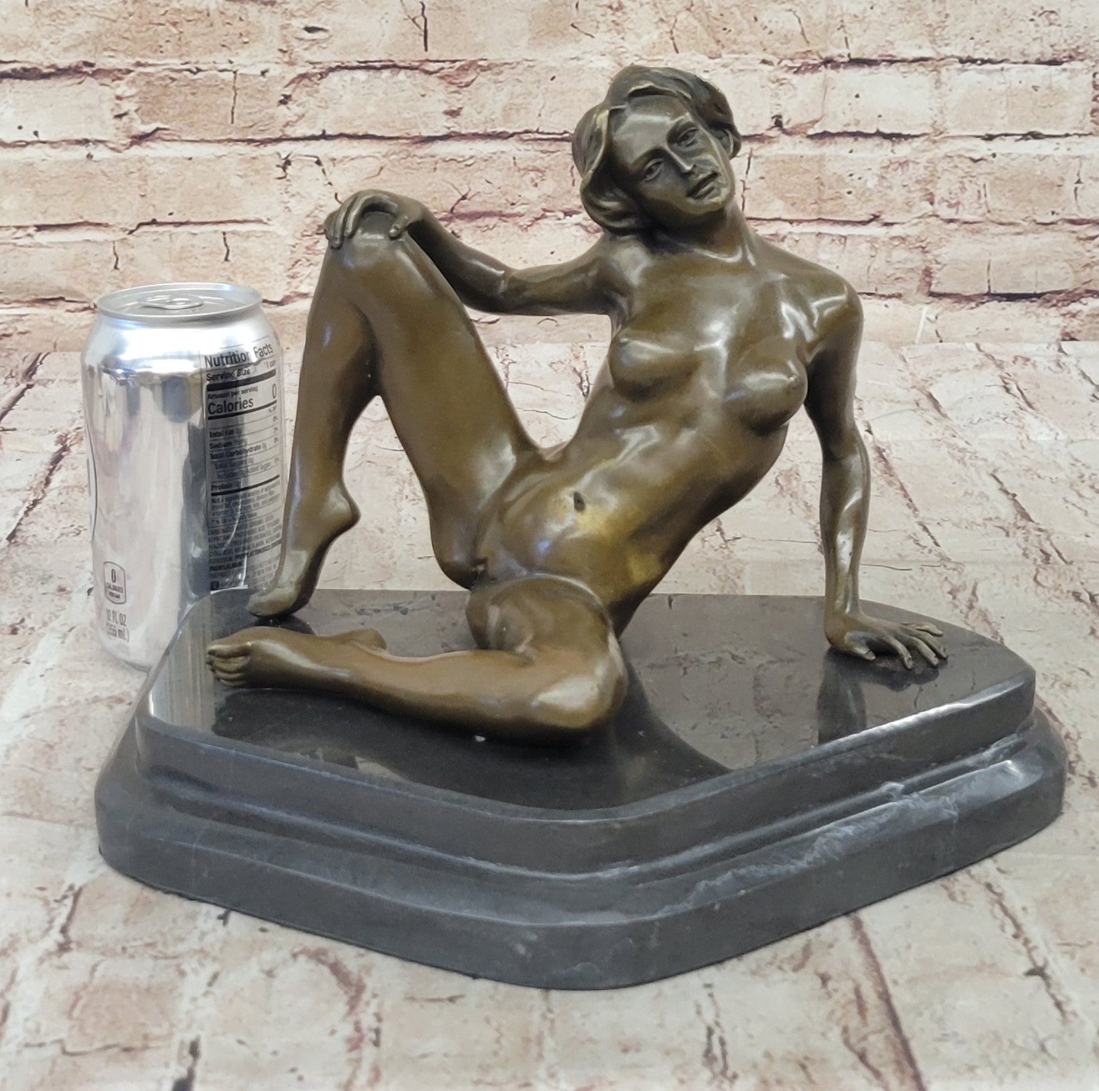 VINTAGE MID CENTURY MODRERN BRONZE SCULPTURE by NINO OLIVIONA - NUDE WOMAN DECO