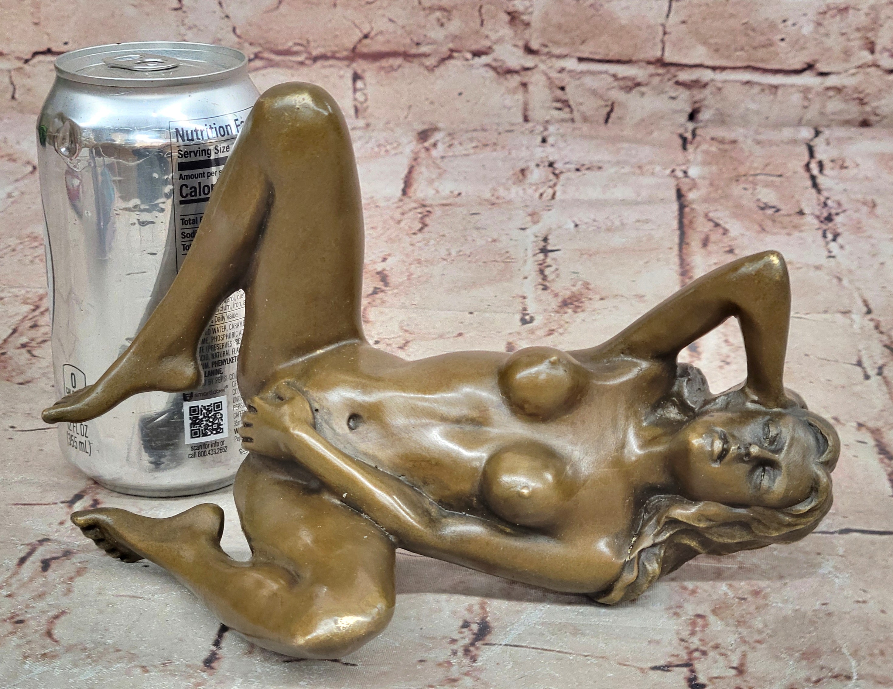 MODERN IMPRESSIONISTIC NUDE GIRL BRONZE SCULPTURE HOT CAST FIGURINE NAKED DECO