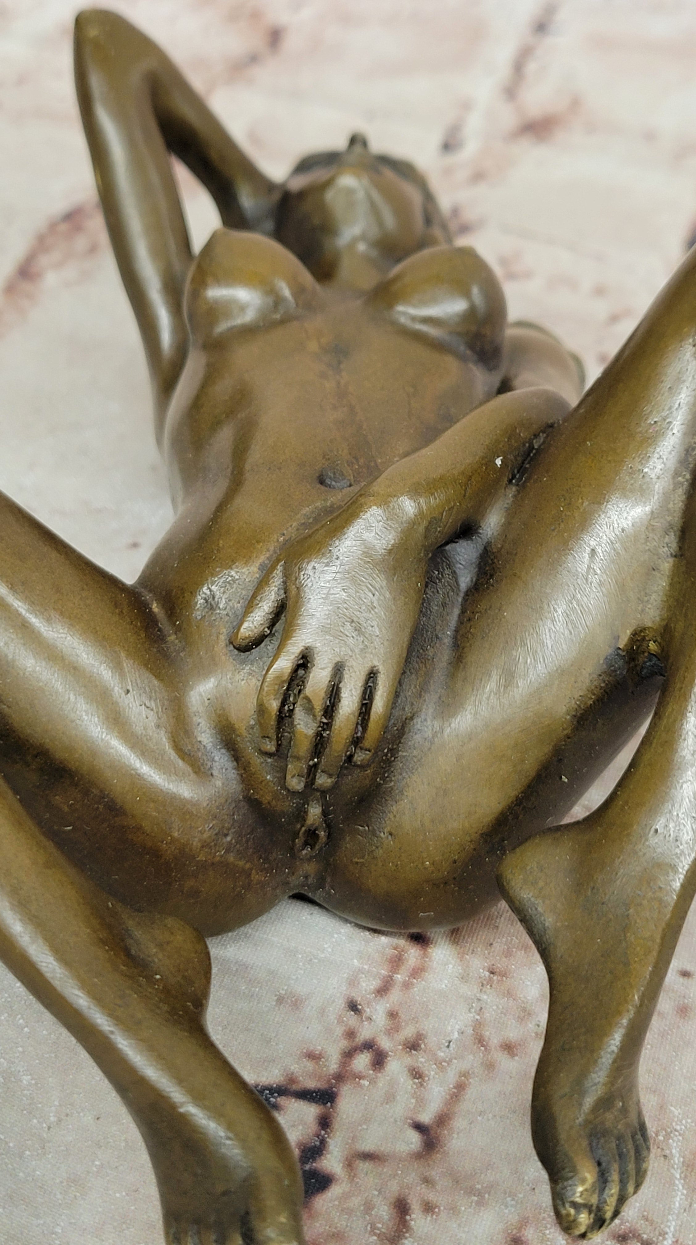 MODERN IMPRESSIONISTIC NUDE GIRL BRONZE SCULPTURE HOT CAST FIGURINE NAKED DECO