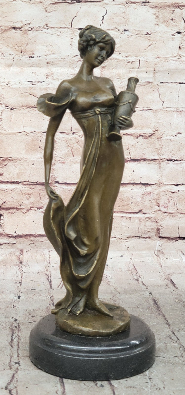 Sculpture Elegant Signed Art Nouveau Female Bronze Statue Patoue Sculpture Deal