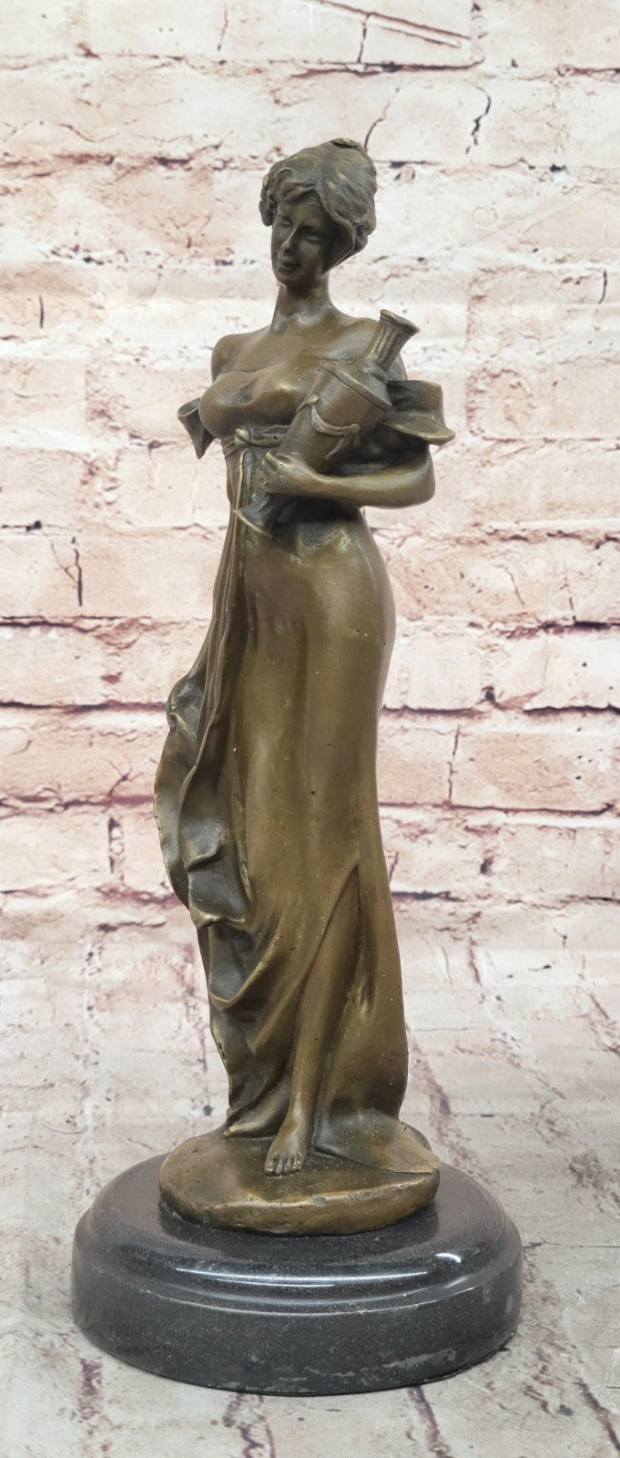 Sculpture Elegant Signed Art Nouveau Female Bronze Statue Patoue Sculpture Deal