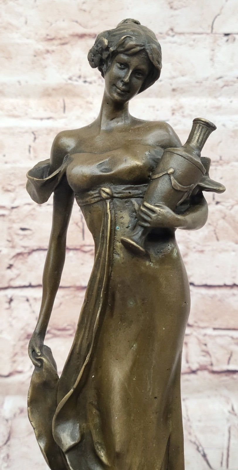 Sculpture Elegant Signed Art Nouveau Female Bronze Statue Patoue Sculpture Deal