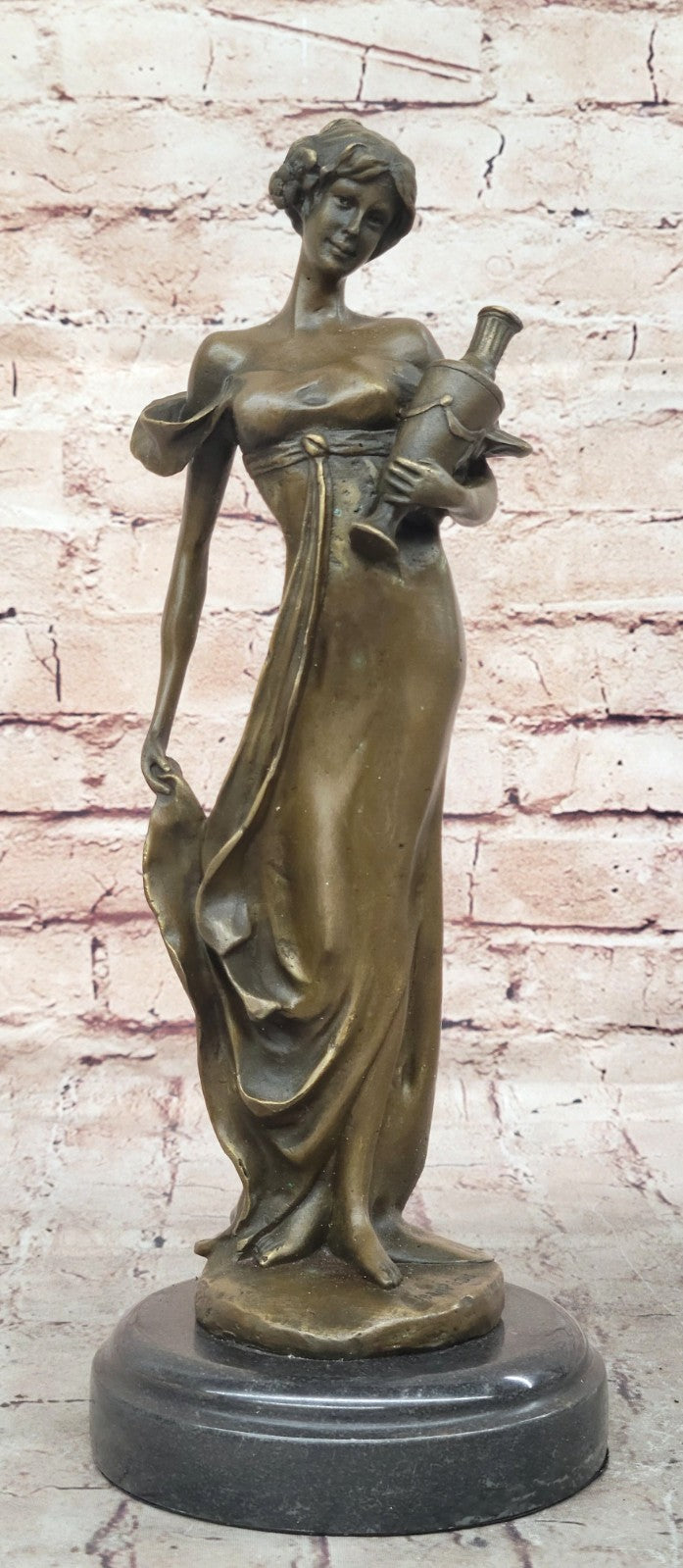 Sculpture Elegant Signed Art Nouveau Female Bronze Statue Patoue Sculpture Deal