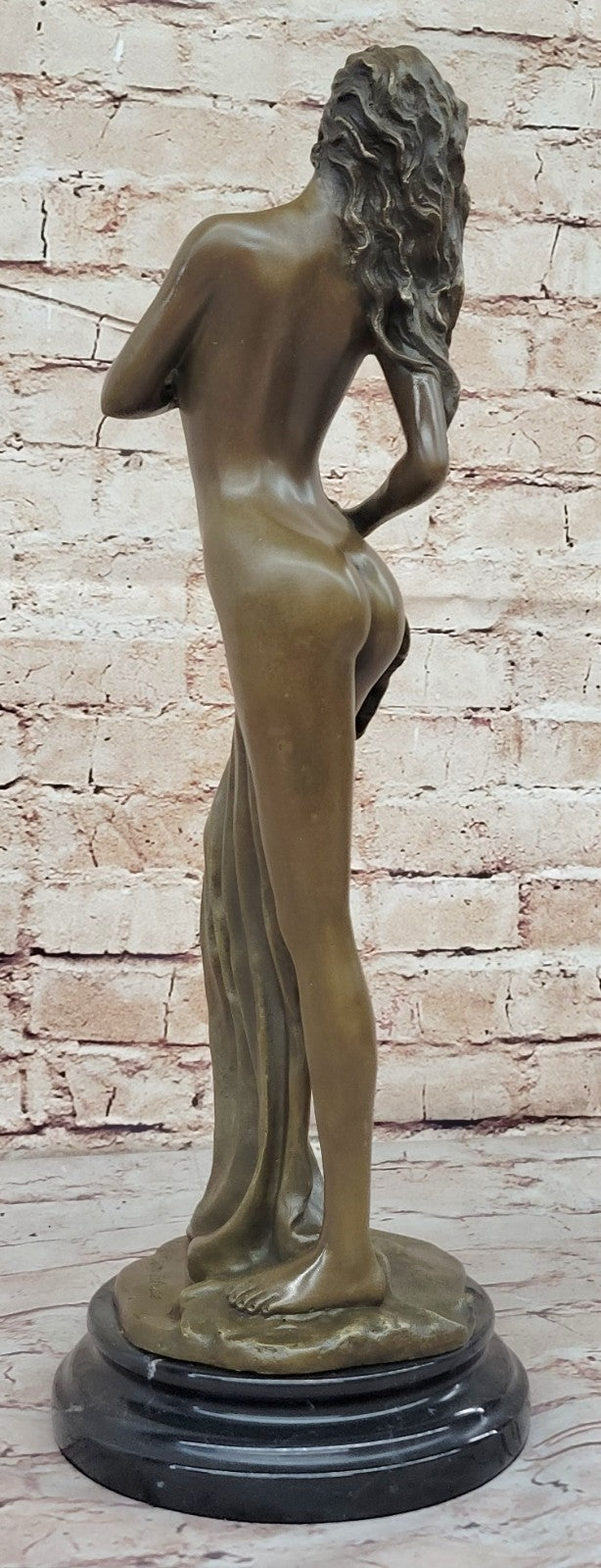 Buy 19" Semi Nude Woman Bronze Sculpture – Elegant Female Figure by Jean Patou on Marble Base