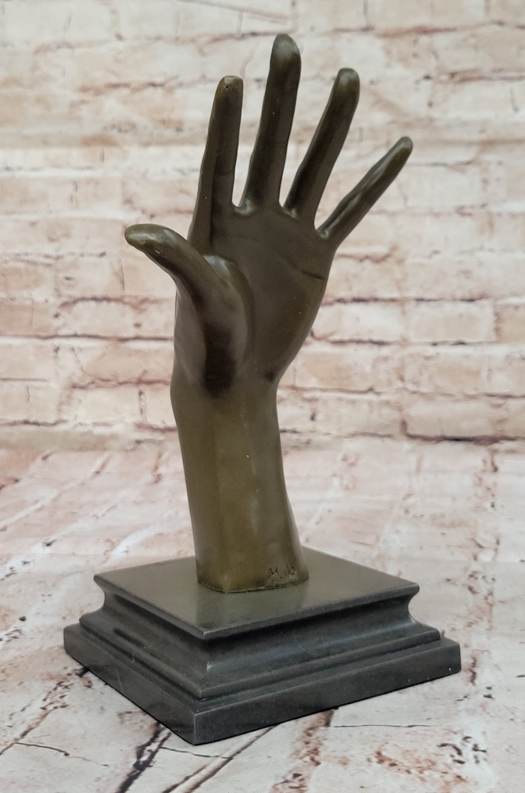 Handcrafted Detailed abstract Modern art Hand with Ear Bronze Sculpture Statue