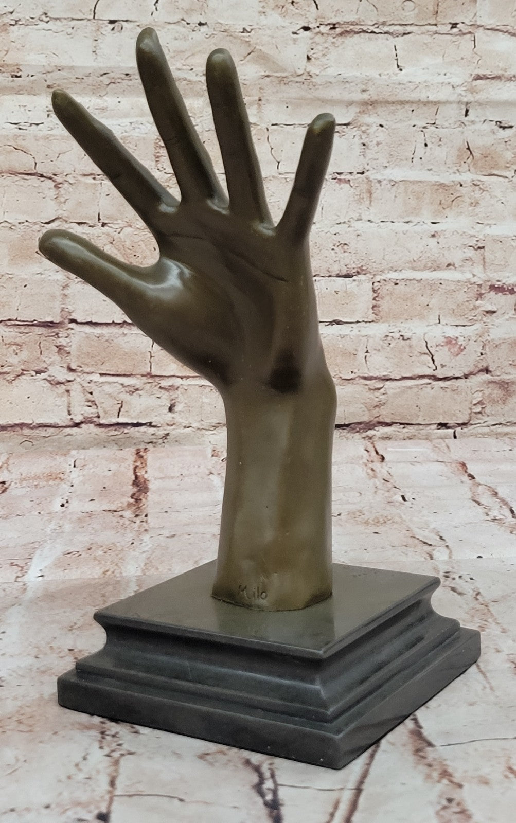 Handcrafted Detailed abstract Modern art Hand with Ear Bronze Sculpture Statue