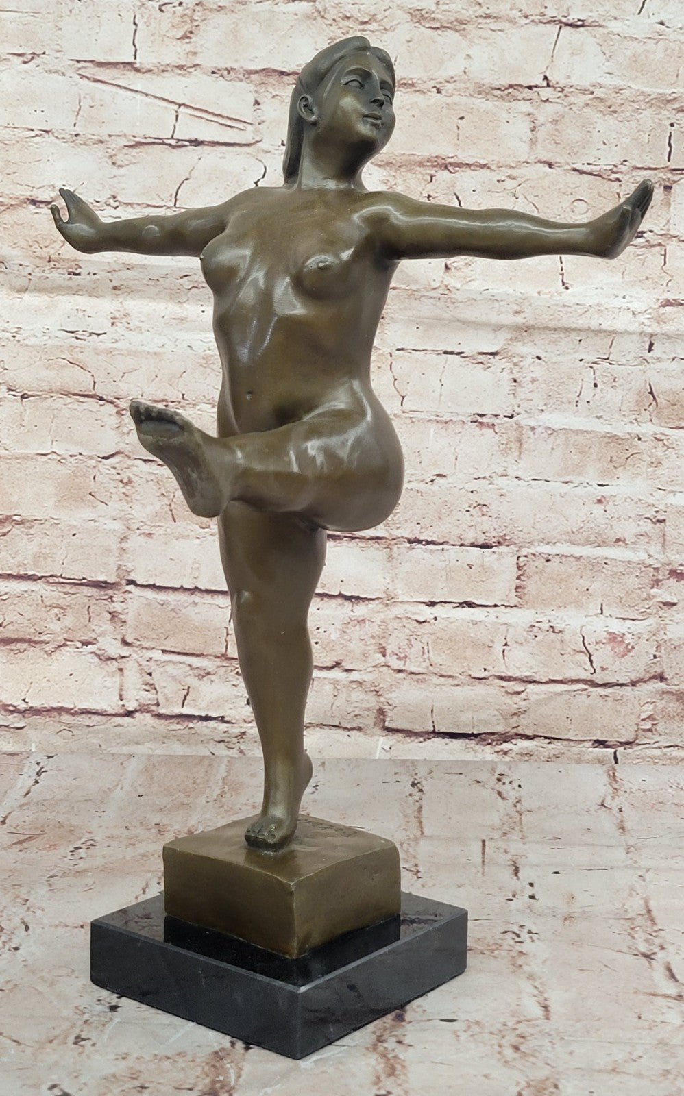 Handcrafted Nude Female Abstract Modern Art Bronze Sculpture Marble Figurine