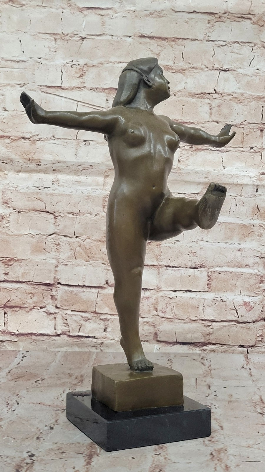 Handcrafted Nude Female Abstract Modern Art Bronze Sculpture Marble Figurine