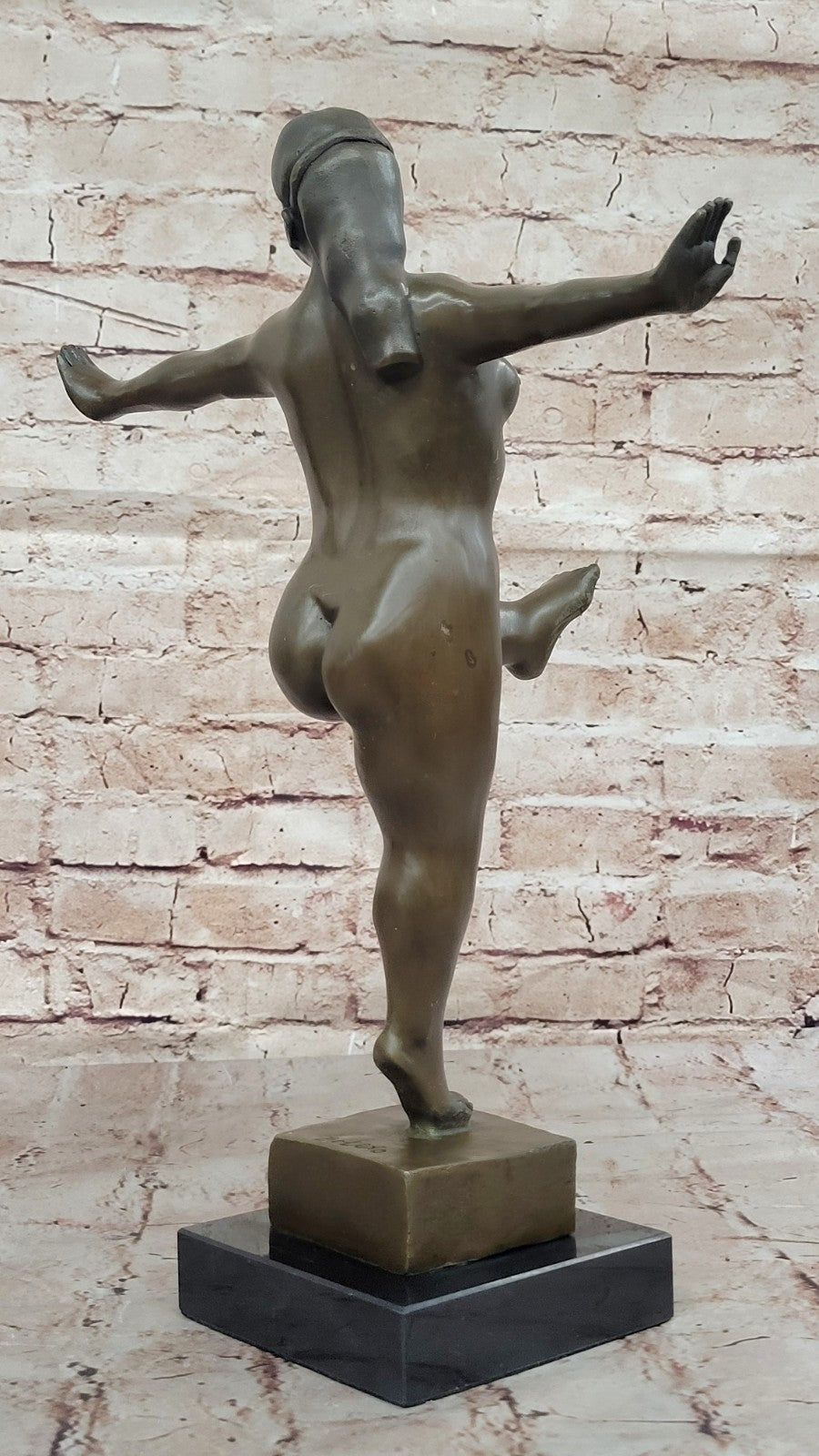 Handcrafted Nude Female Abstract Modern Art Bronze Sculpture Marble Figurine