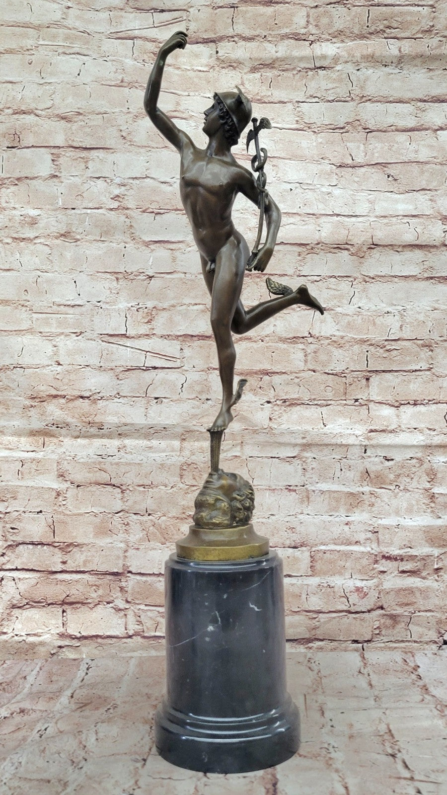 LARGE BRONZE STATUE MERCURY HERMES ART FIGURE HOT CAST FIGURINE GREEK MYTHOLOGY