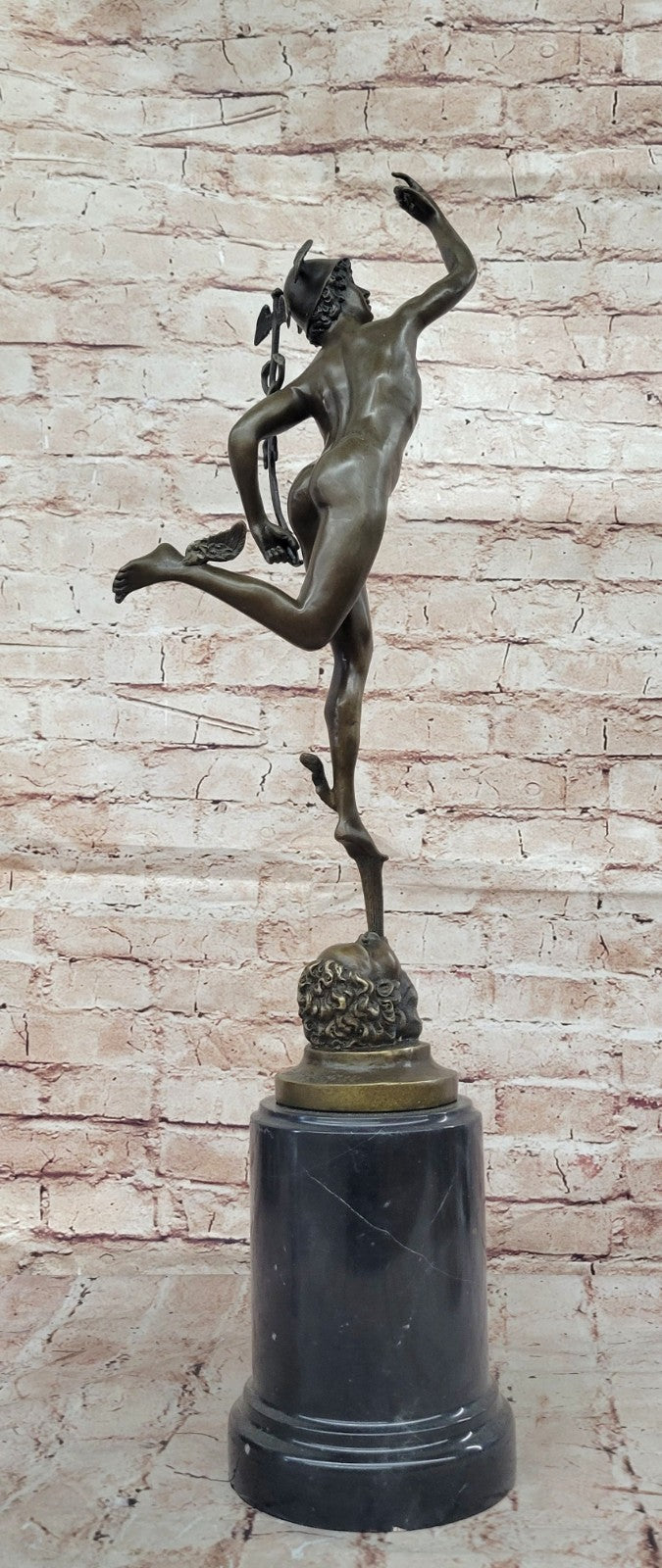 LARGE BRONZE STATUE MERCURY HERMES ART FIGURE HOT CAST FIGURINE GREEK MYTHOLOGY