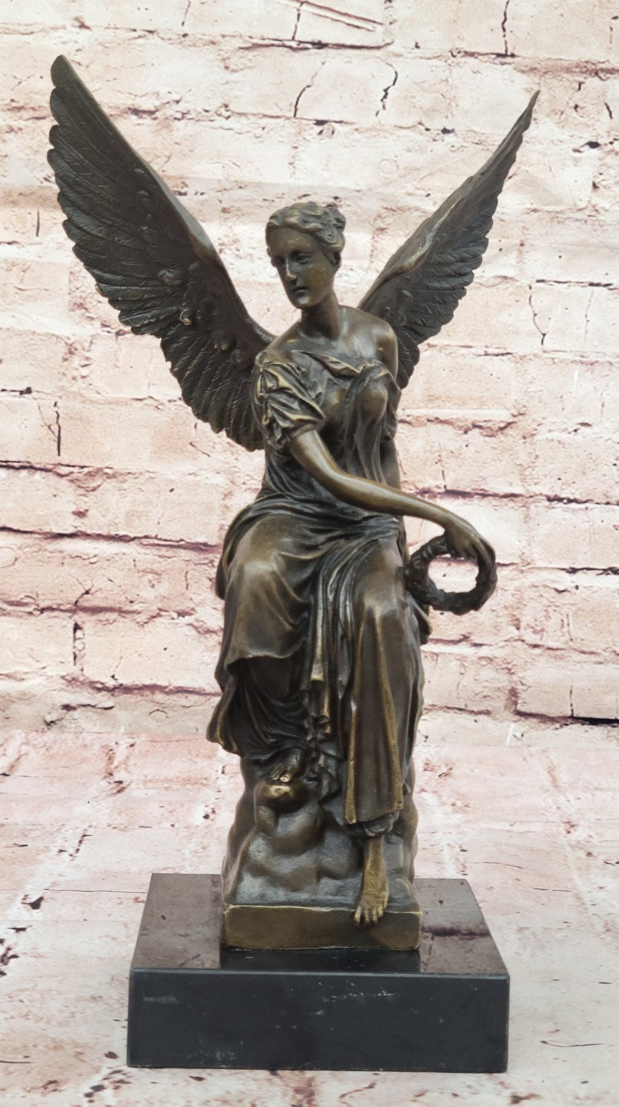 Handcrafted bronze sculpture SALE Celesti On Sits Angel Beautiful Moreau Figure