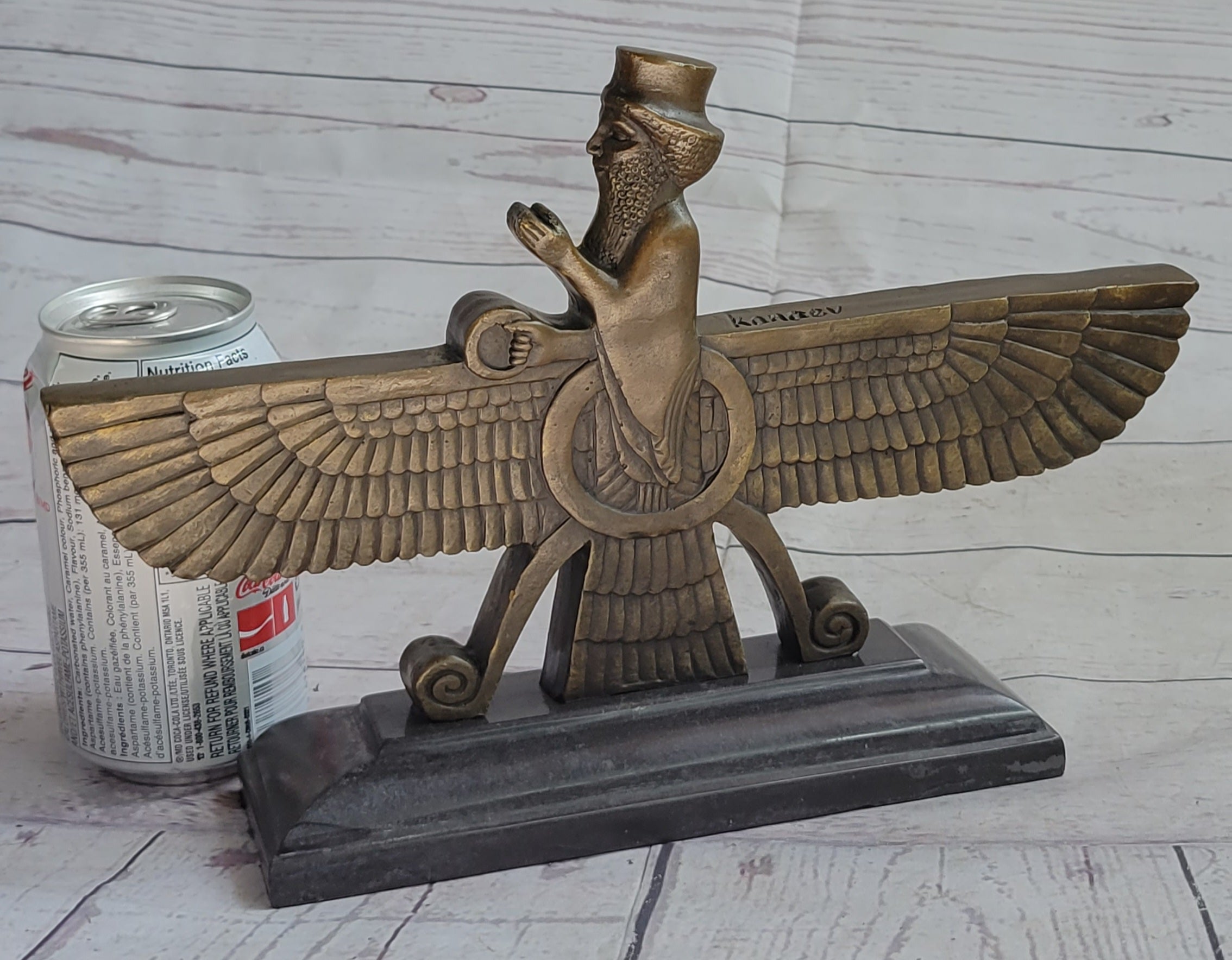 Farvahar Bronze Statue Lost Wax Faravahar Pars Gift Zoroastrian Artwork Figurine