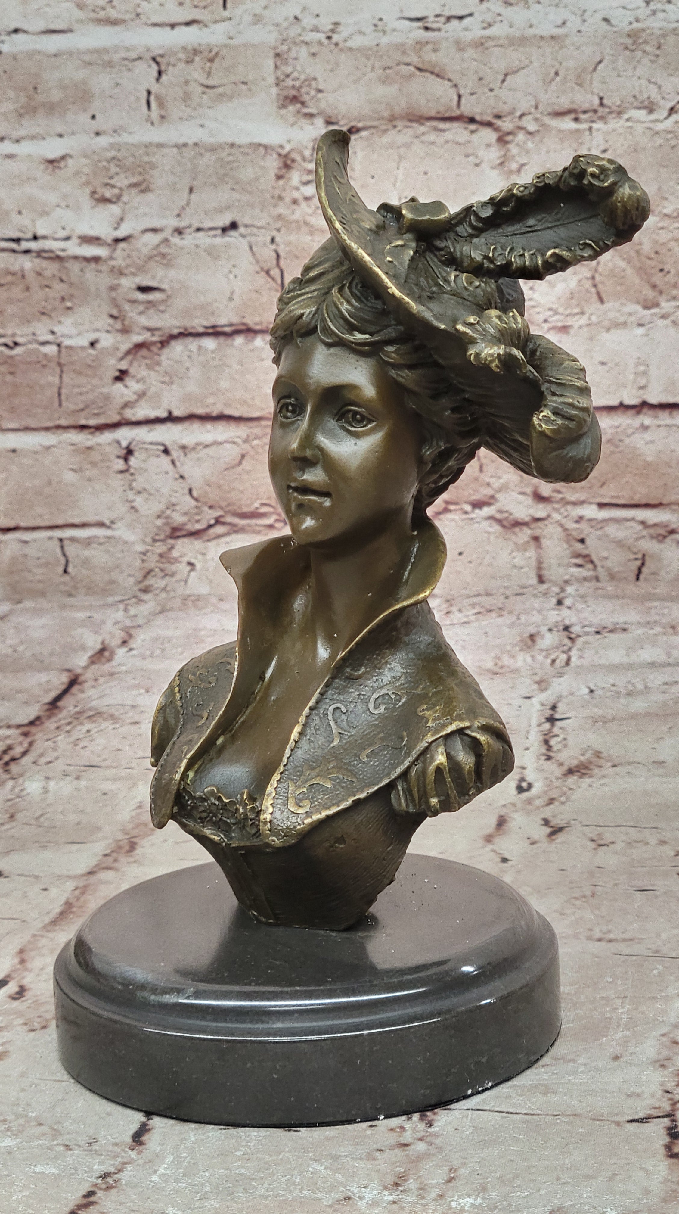 VERY PRETTY Real BRONZE FEMALE CLASSICAL PORTRAIT SCULPTURE STATUE FIGURINE