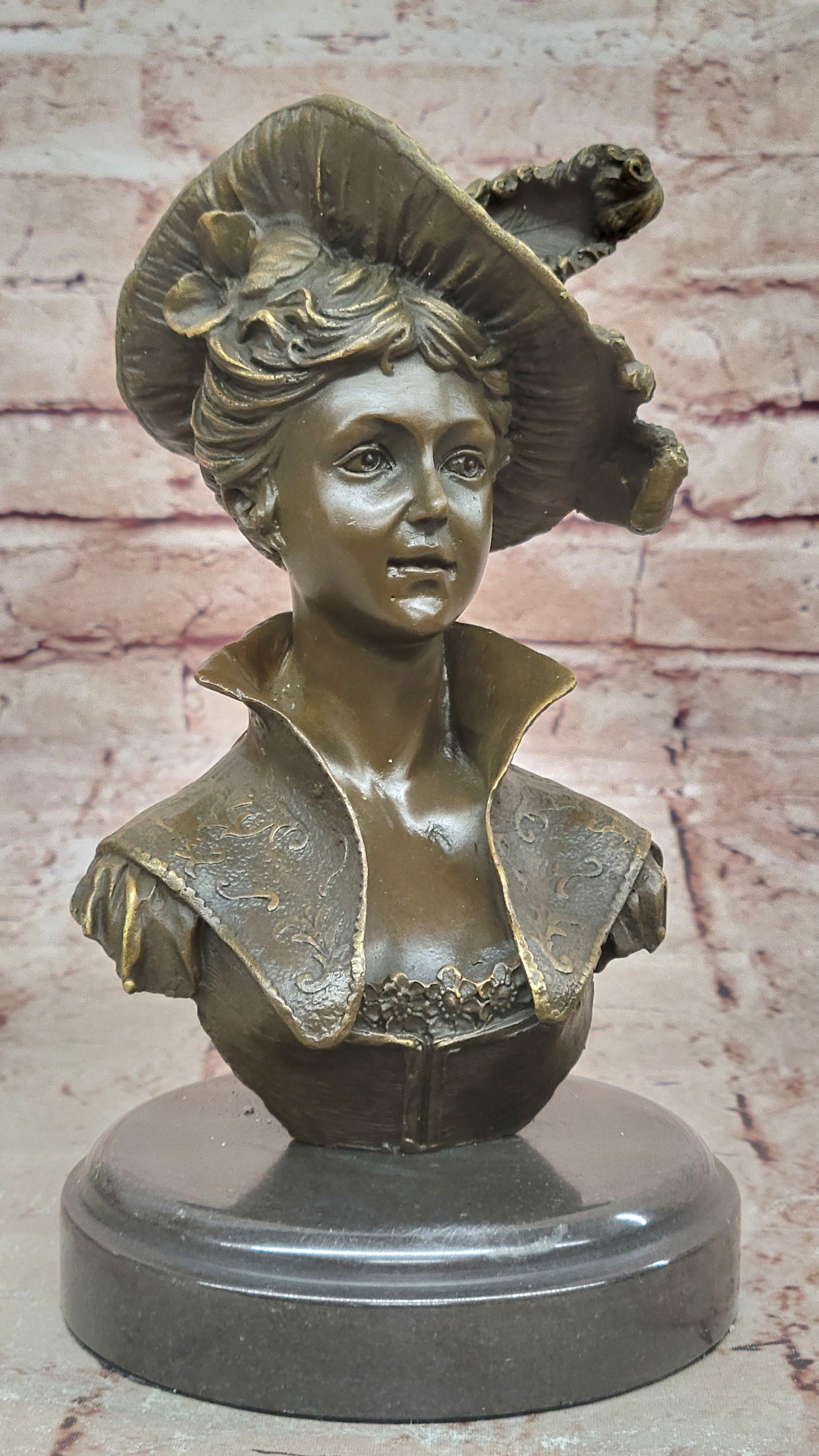 VERY PRETTY Real BRONZE FEMALE CLASSICAL PORTRAIT SCULPTURE STATUE FIGURINE