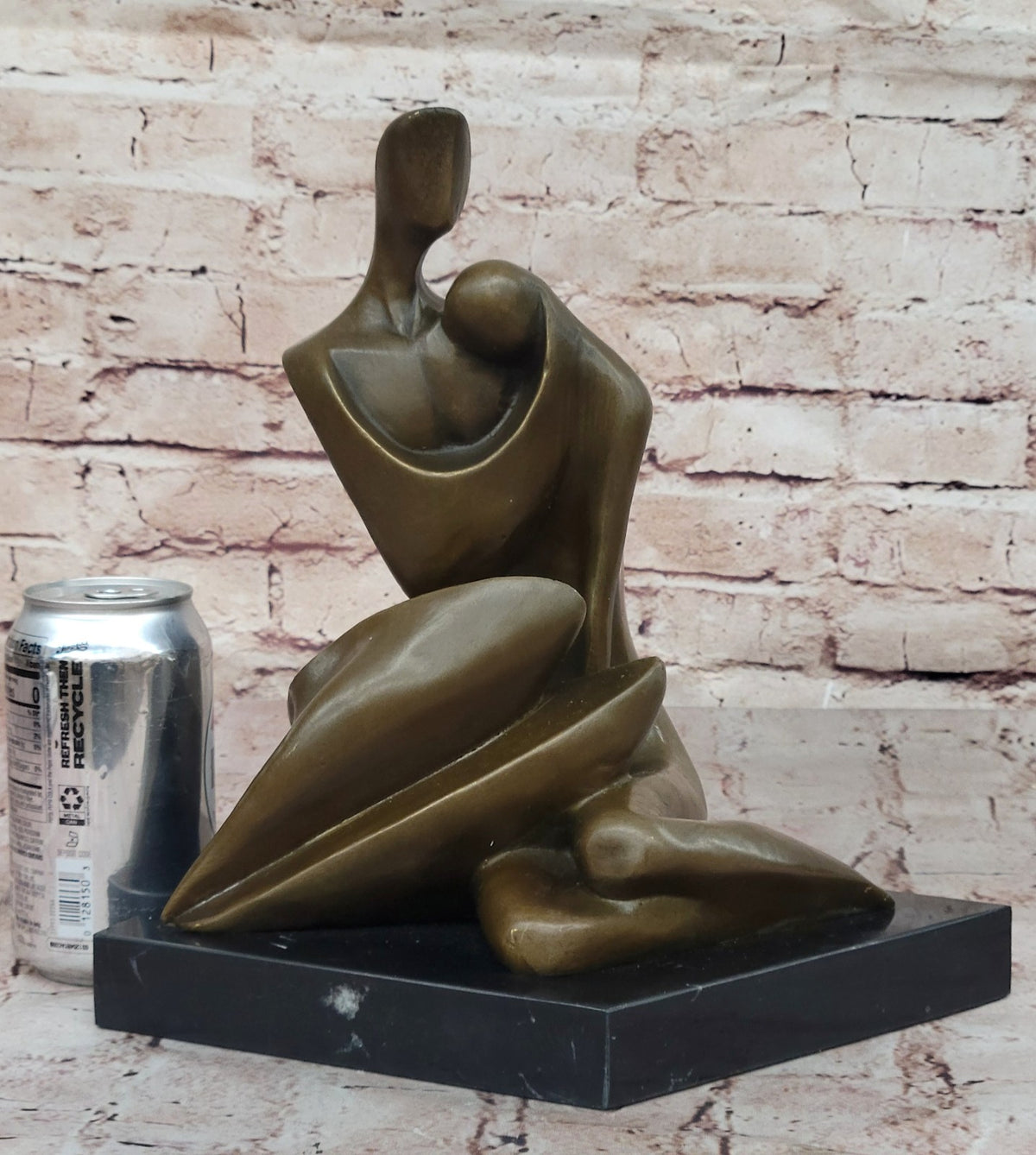 100% Solid Bronze Abstract Couple Holding Each Other by Lost Wax Method Figurine Art