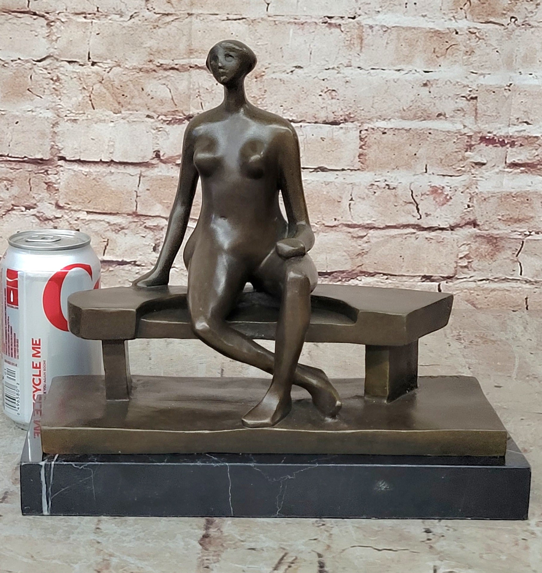 Brutalist Bronze Sculpture of Human Figure after Moore Dali Picasso Figurine Nude