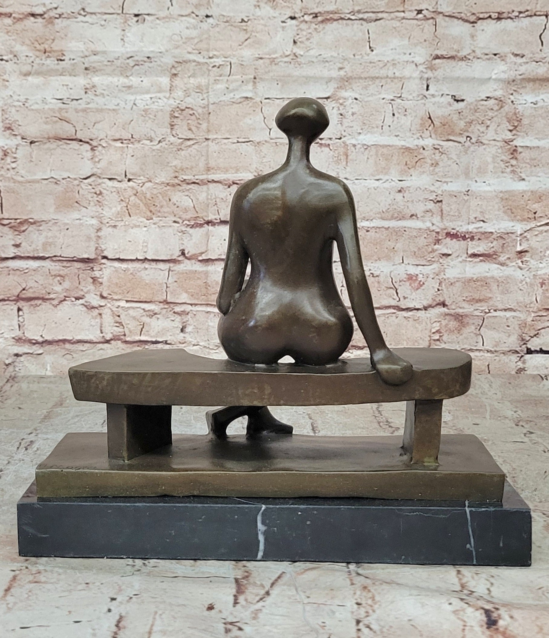 Brutalist Bronze Sculpture of Human Figure after Moore Dali Picasso Figurine Nude