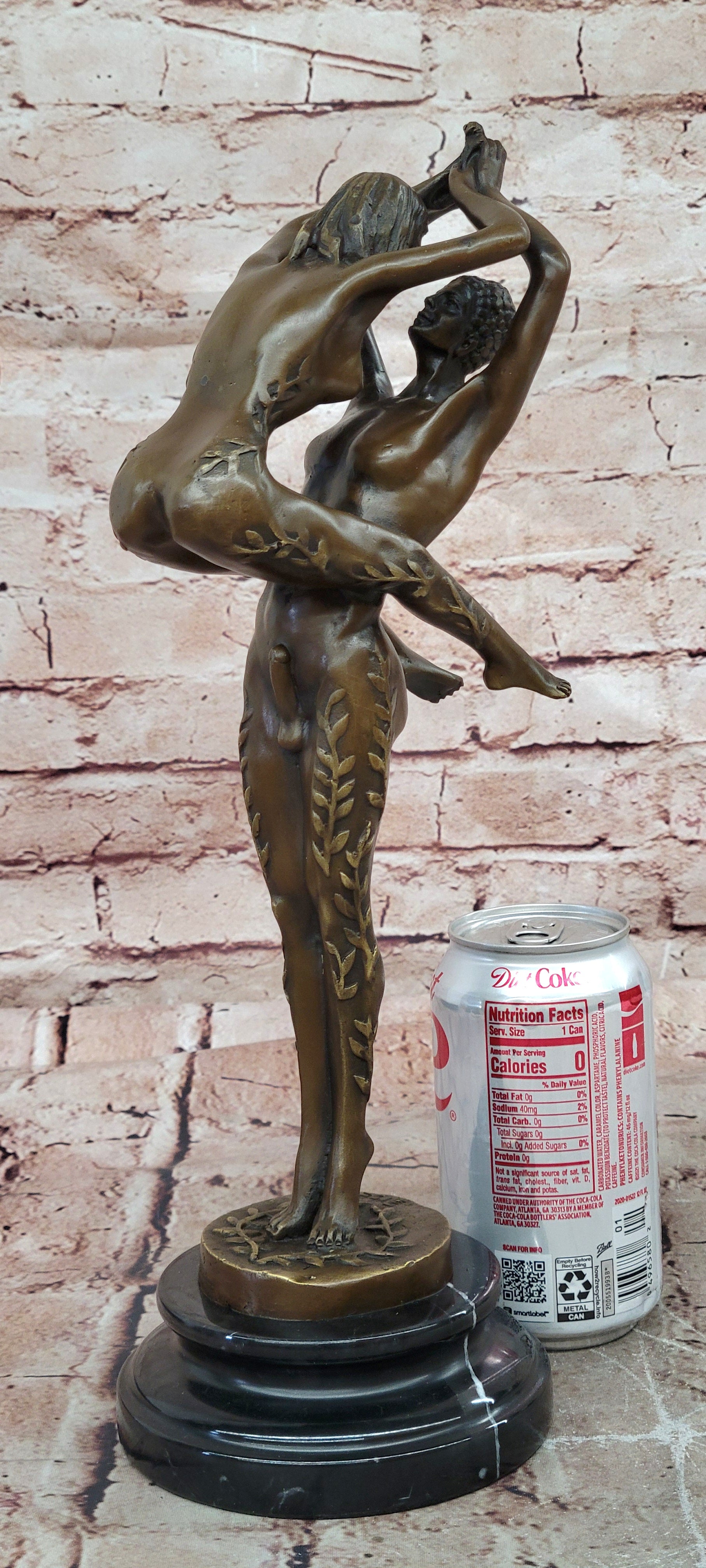 SIGNED JULEUS ERTE MALE AND FEMALE DANCER NUDE EROTIC POSE BRONZE SCULPTURE SALE