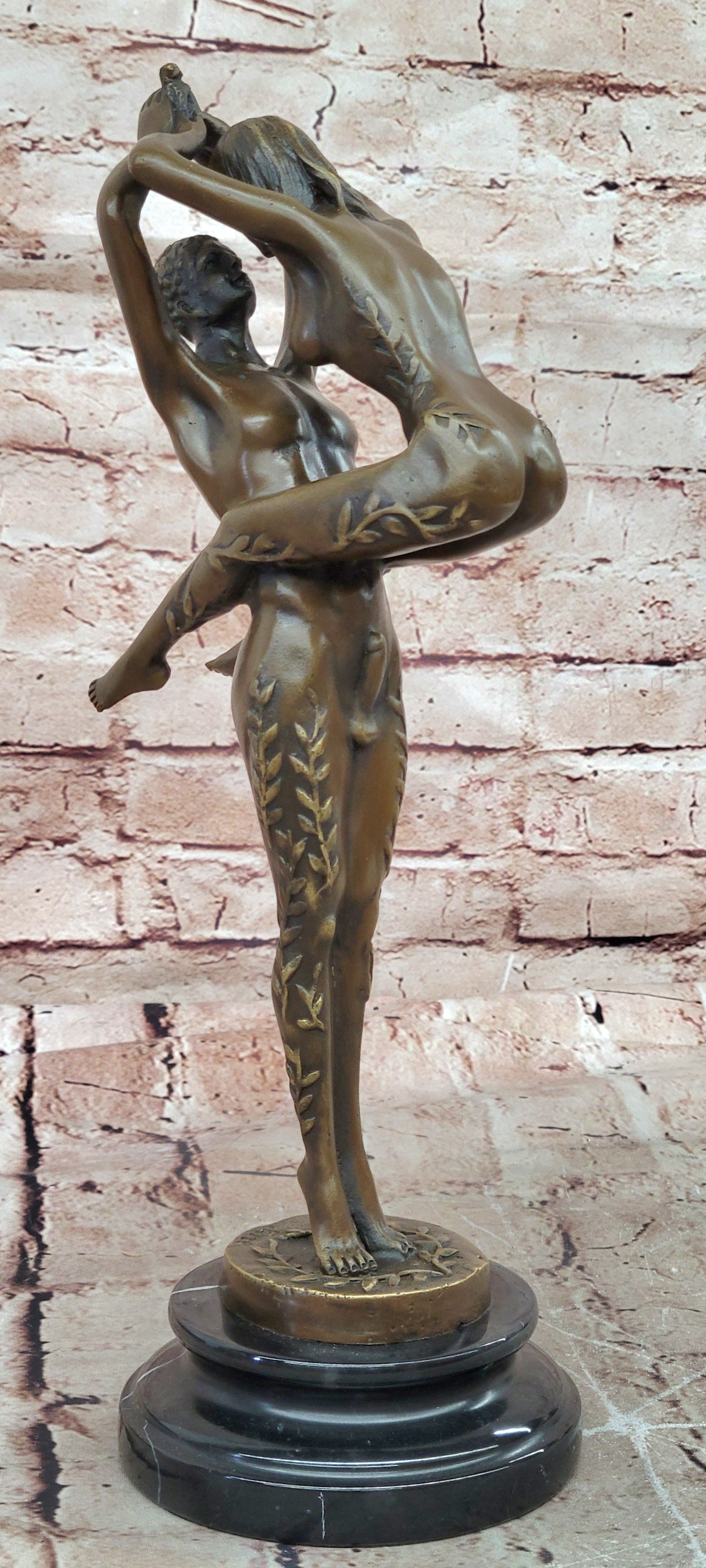 SIGNED JULEUS ERTE MALE AND FEMALE DANCER NUDE EROTIC POSE BRONZE SCULPTURE SALE