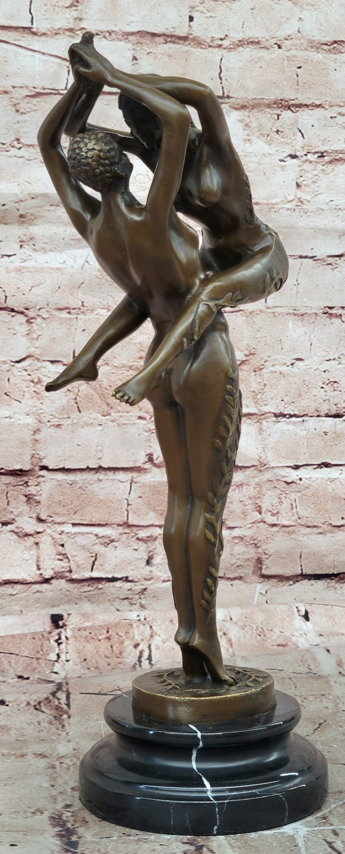 SIGNED JULEUS ERTE MALE AND FEMALE DANCER NUDE EROTIC POSE BRONZE SCULPTURE SALE
