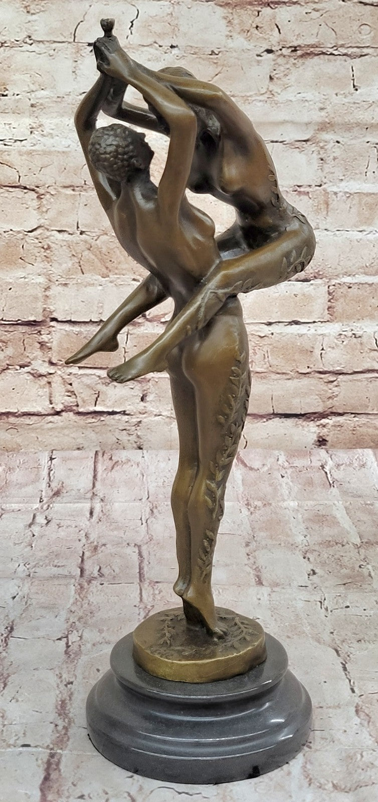 SIGNED JULEUS ERTE MALE AND FEMALE DANCER NUDE EROTIC POSE BRONZE SCULPTURE SALE